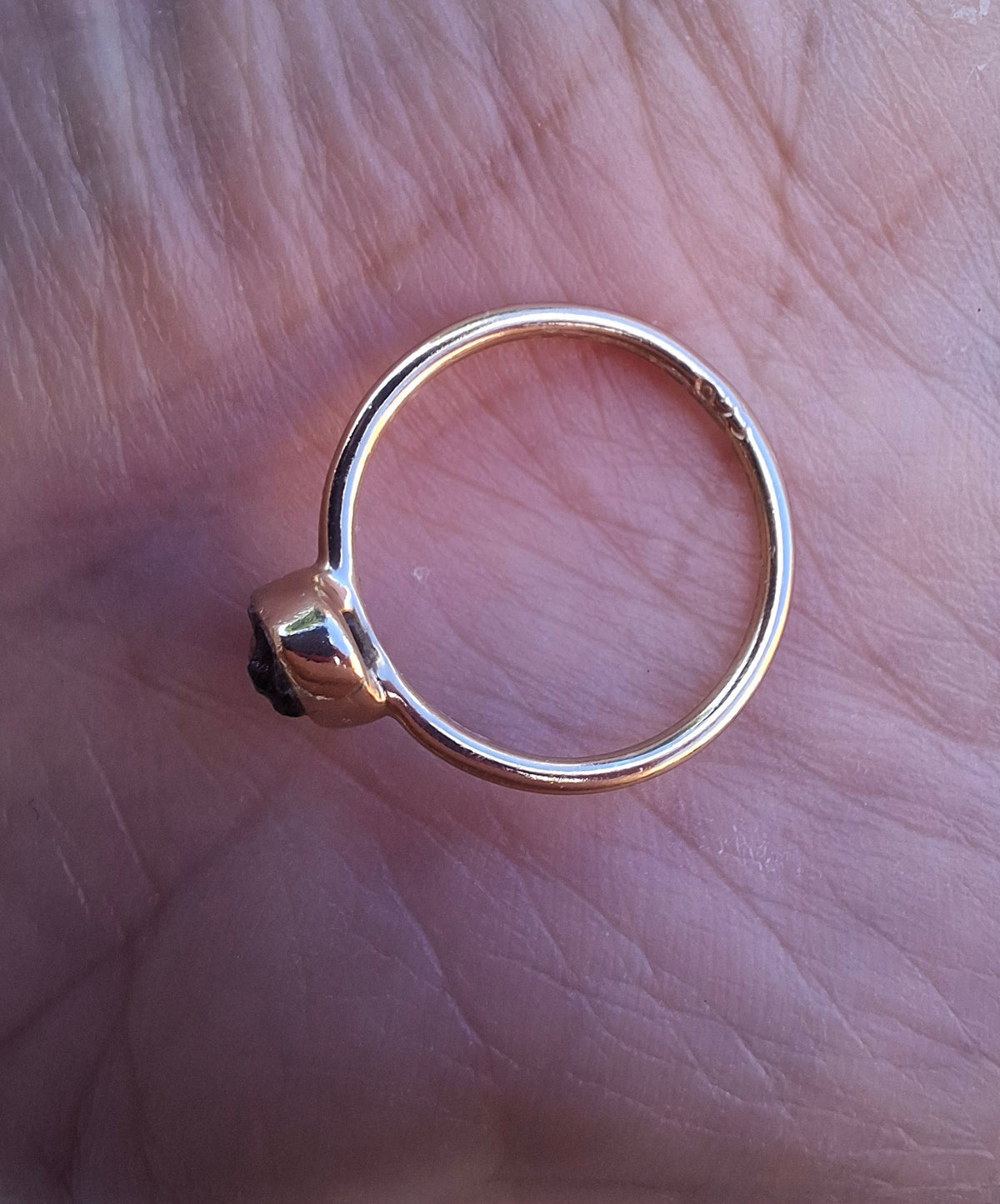 Moldavite Ring, 14K GOLD Plated, size large L, Tektite (Ref: R343)
