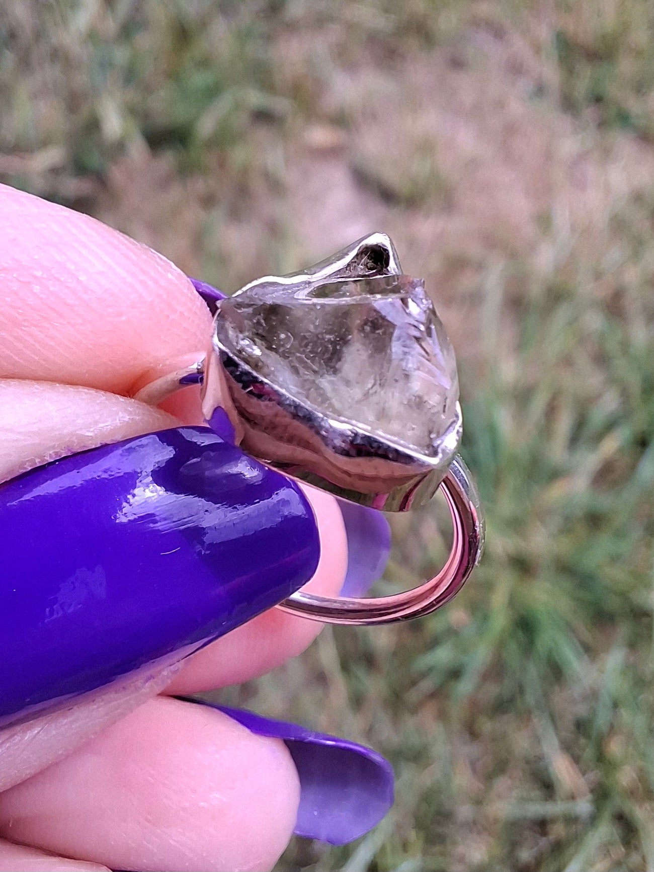 Libyan Desert Glass Ring, size large G, 925 Silver, Tektite (Ref: LR2)