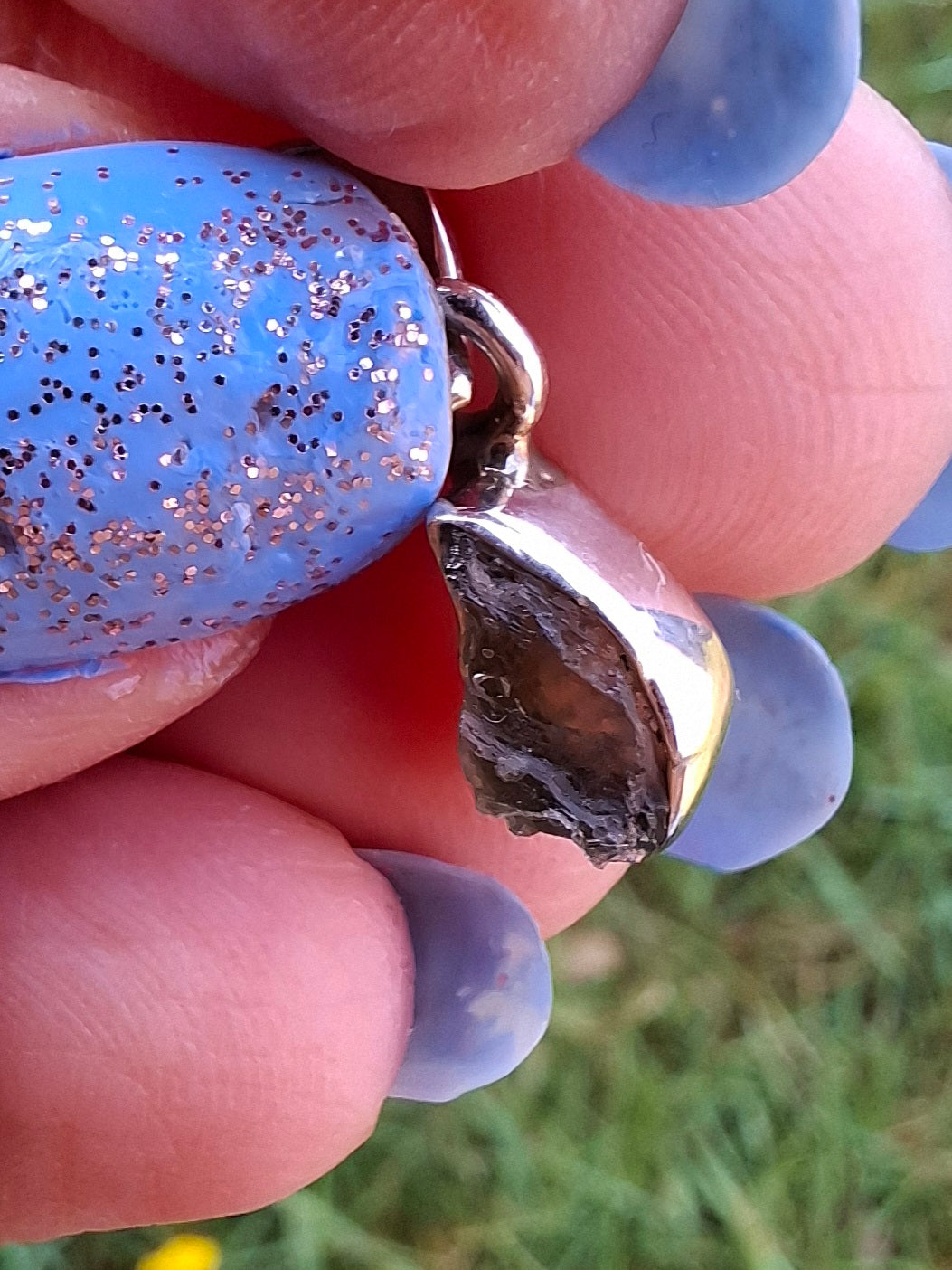 Moldavite Pendant, 925 Silver, Tektite (Ref: P32)