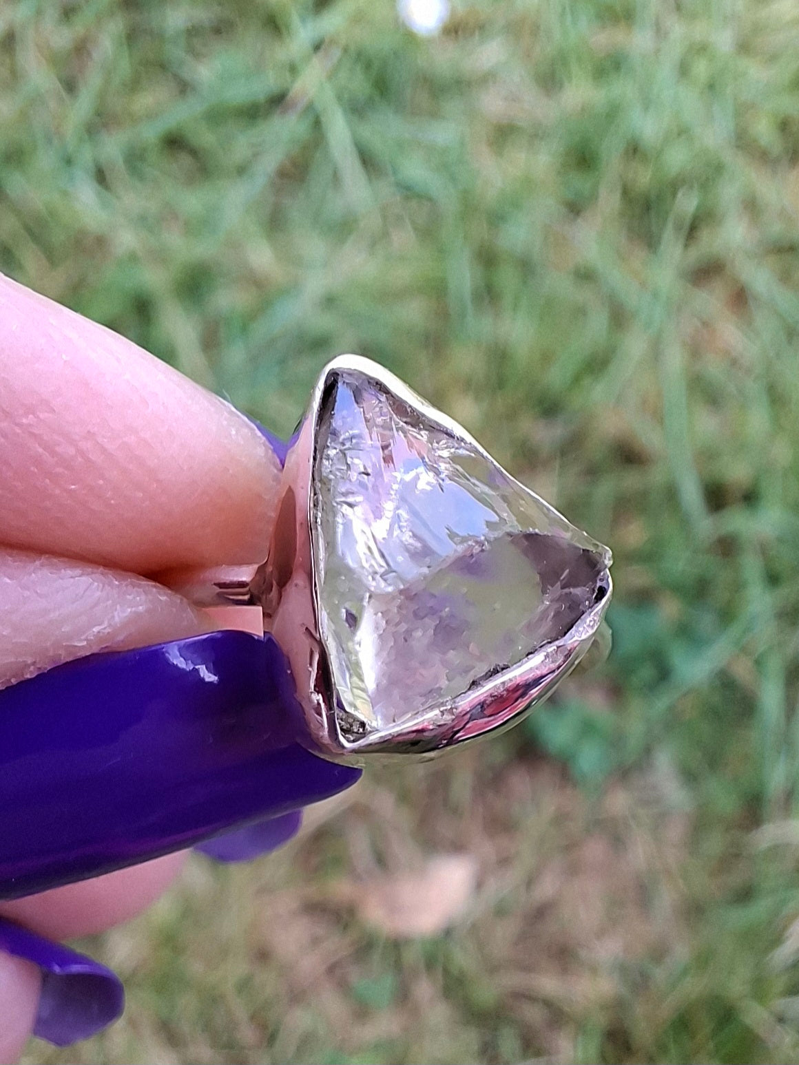 Libyan Desert Glass Ring, size small M, 925 Silver, Tektite (Ref: LR19)