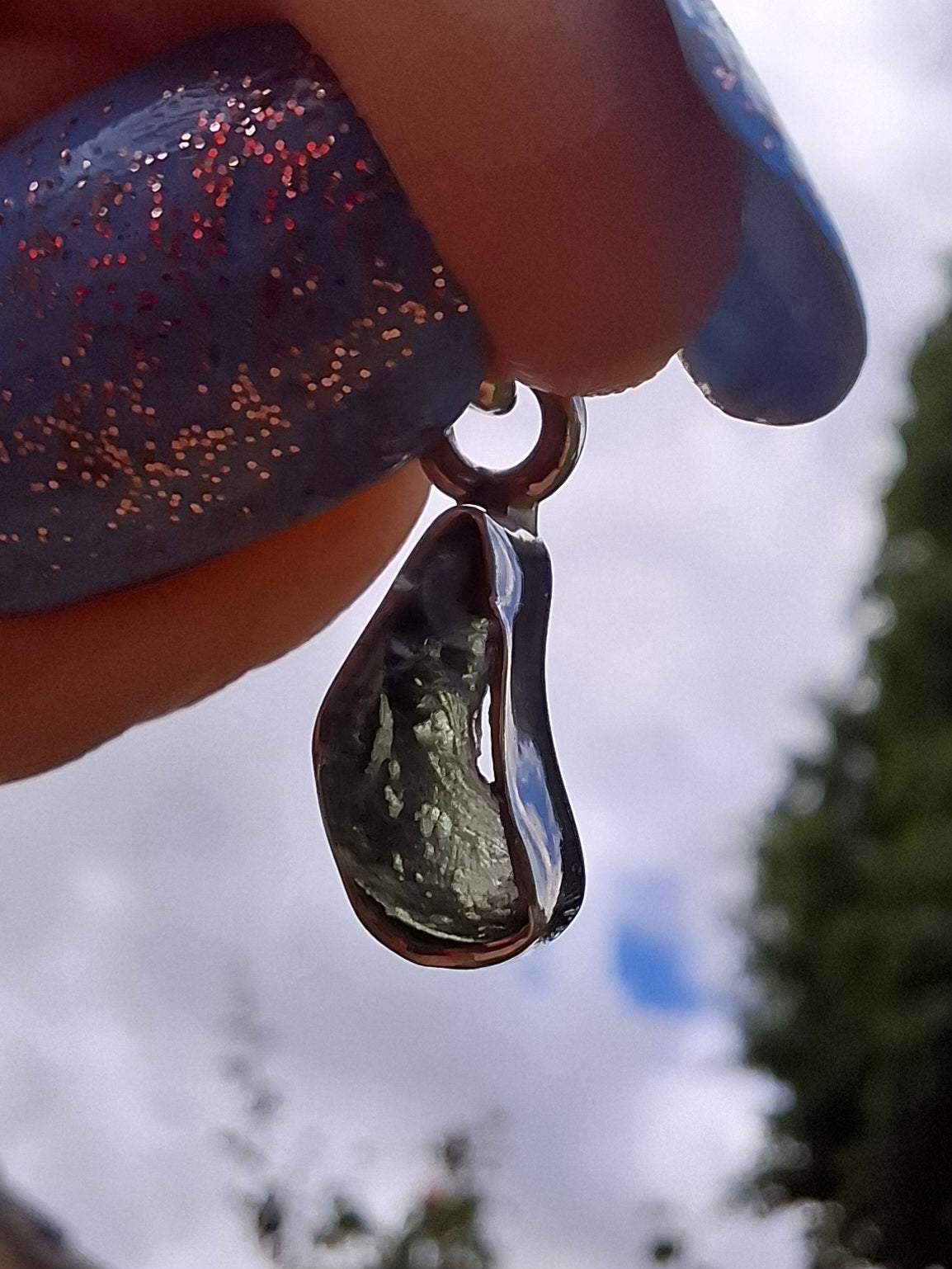 Moldavite Pendant, 925 Silver, Tektite (Ref: P67)