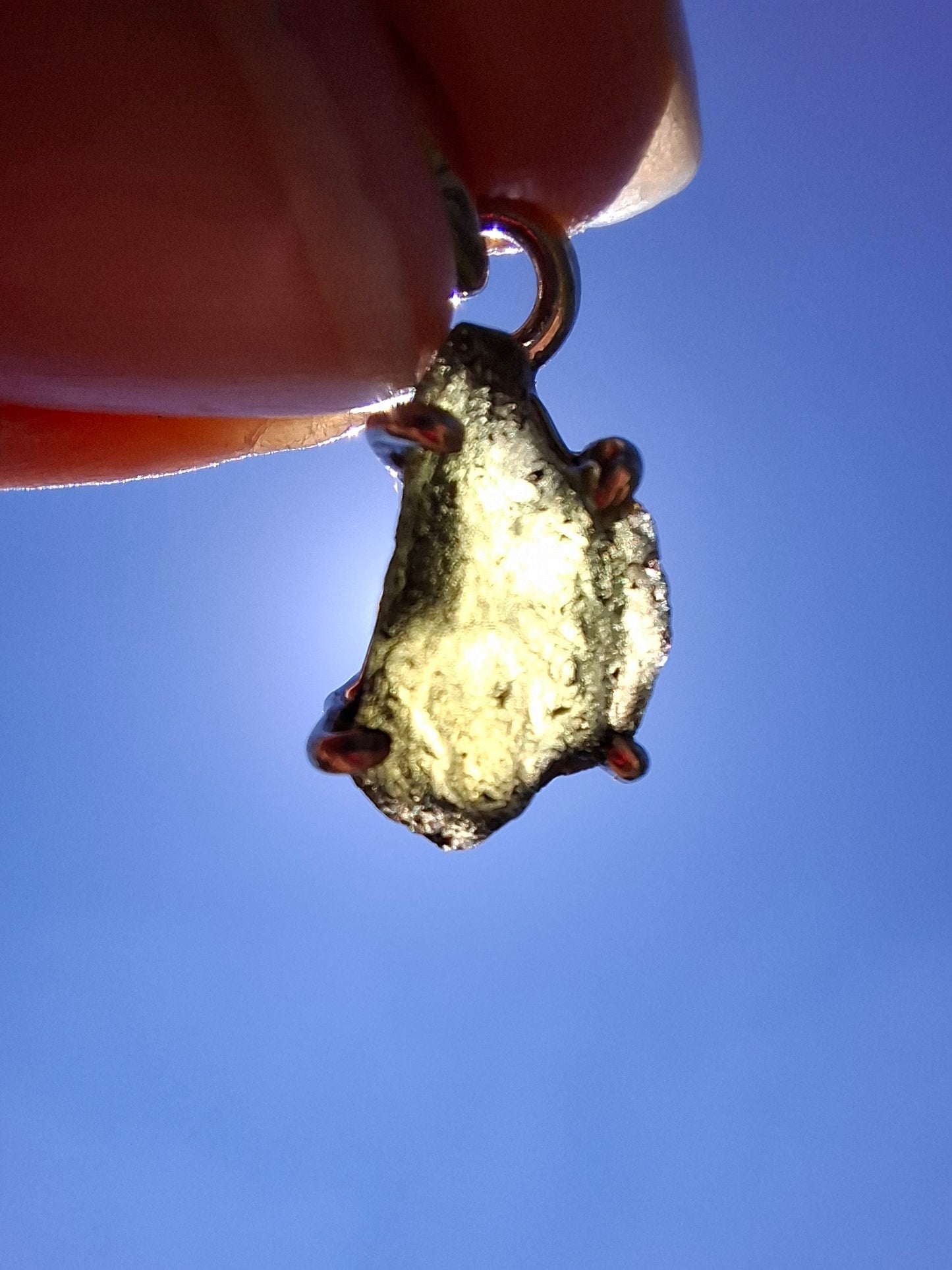 Moldavite Claw Pendant, 925 Silver, Tektite (Ref: P19)