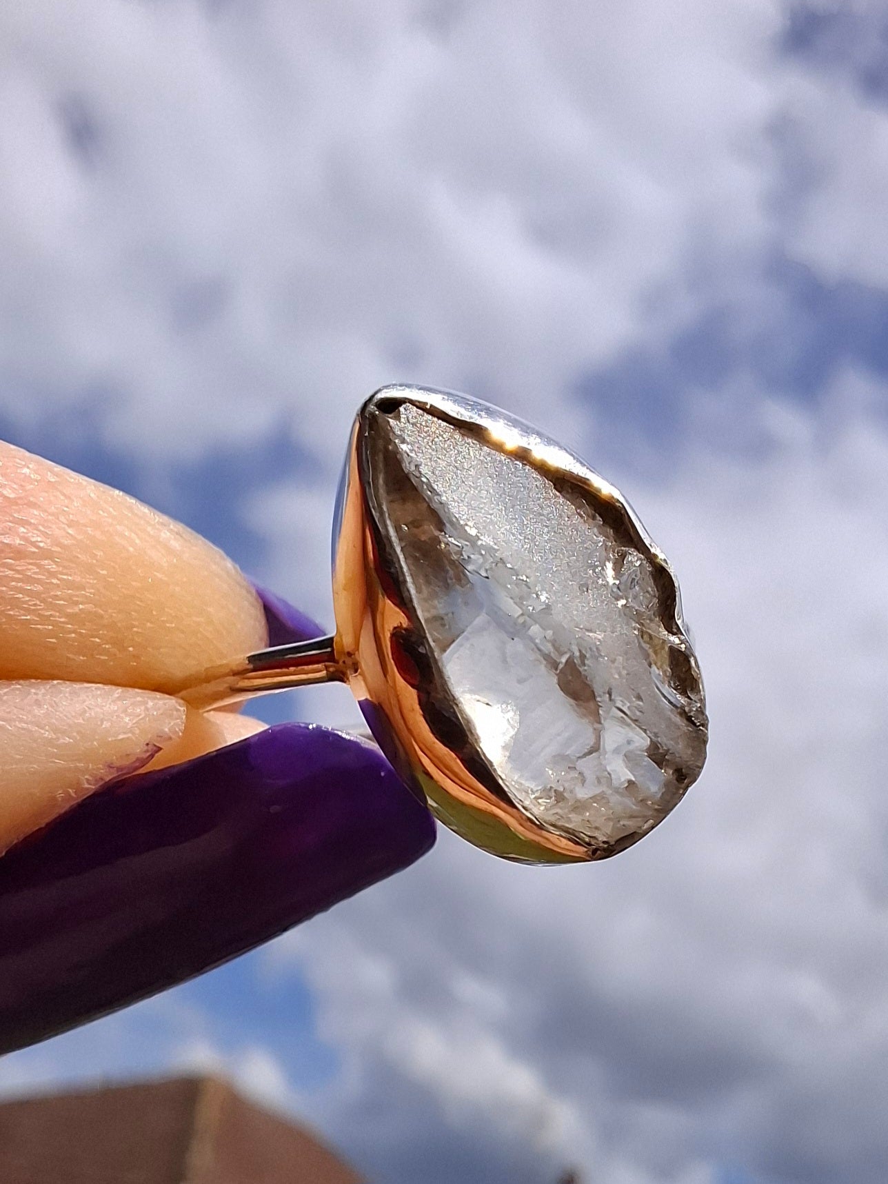 Libyan Desert Glass Ring, size large P, 925 Silver, Tektite (Ref: LR34)