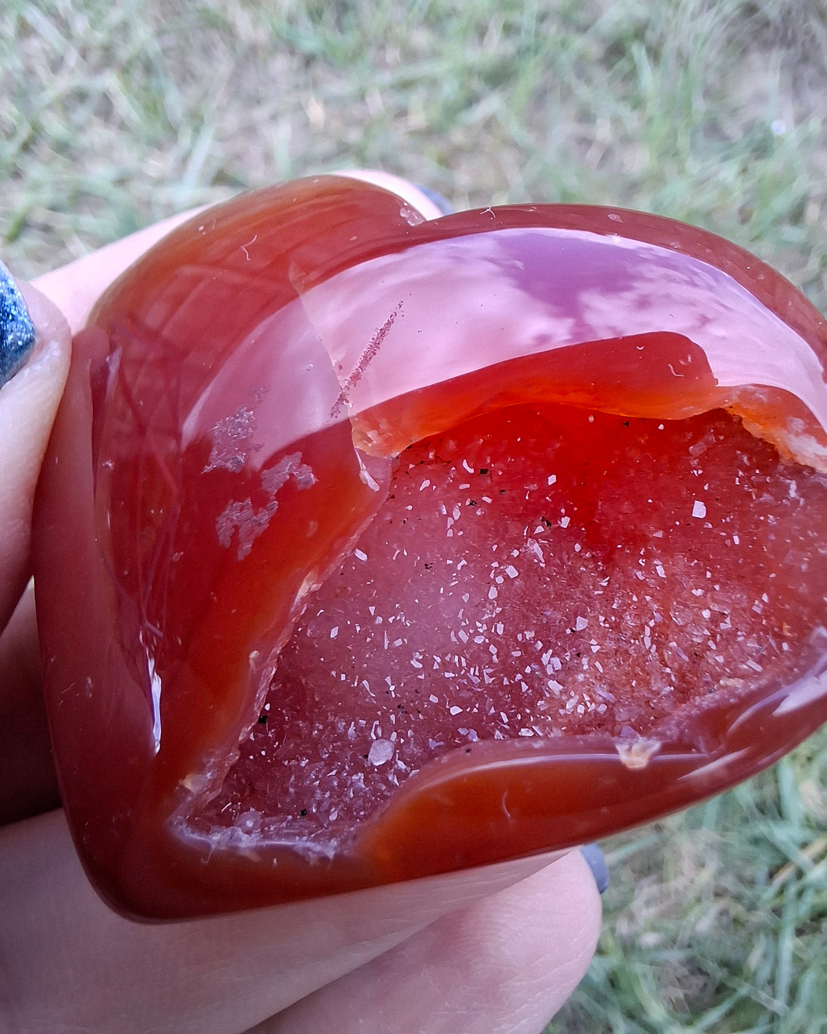 Druzy Carnelian Heart, Crystal (Ref:DCH2)