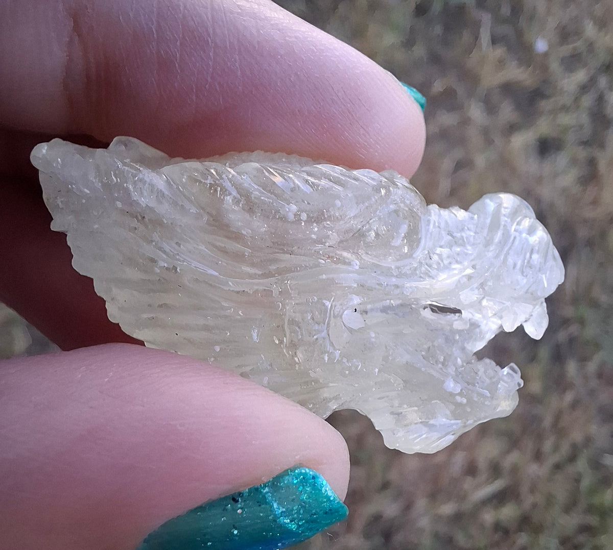 Libyan Desert Glass DRAGON HEAD carving, 9.66g, Tektite (Ref: Dragon 3)