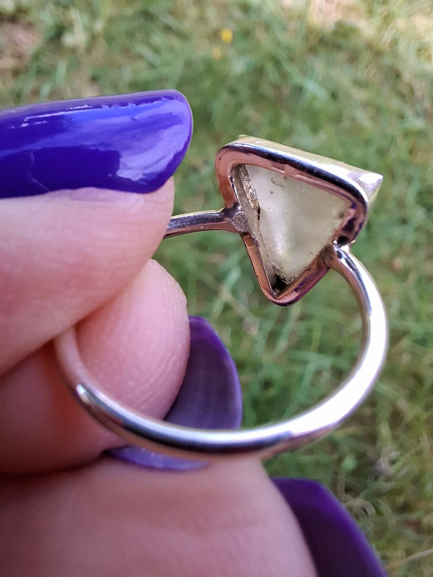 Libyan Desert Glass Ring, size large J/small K, 925 Silver, Tektite (Ref: LR11)