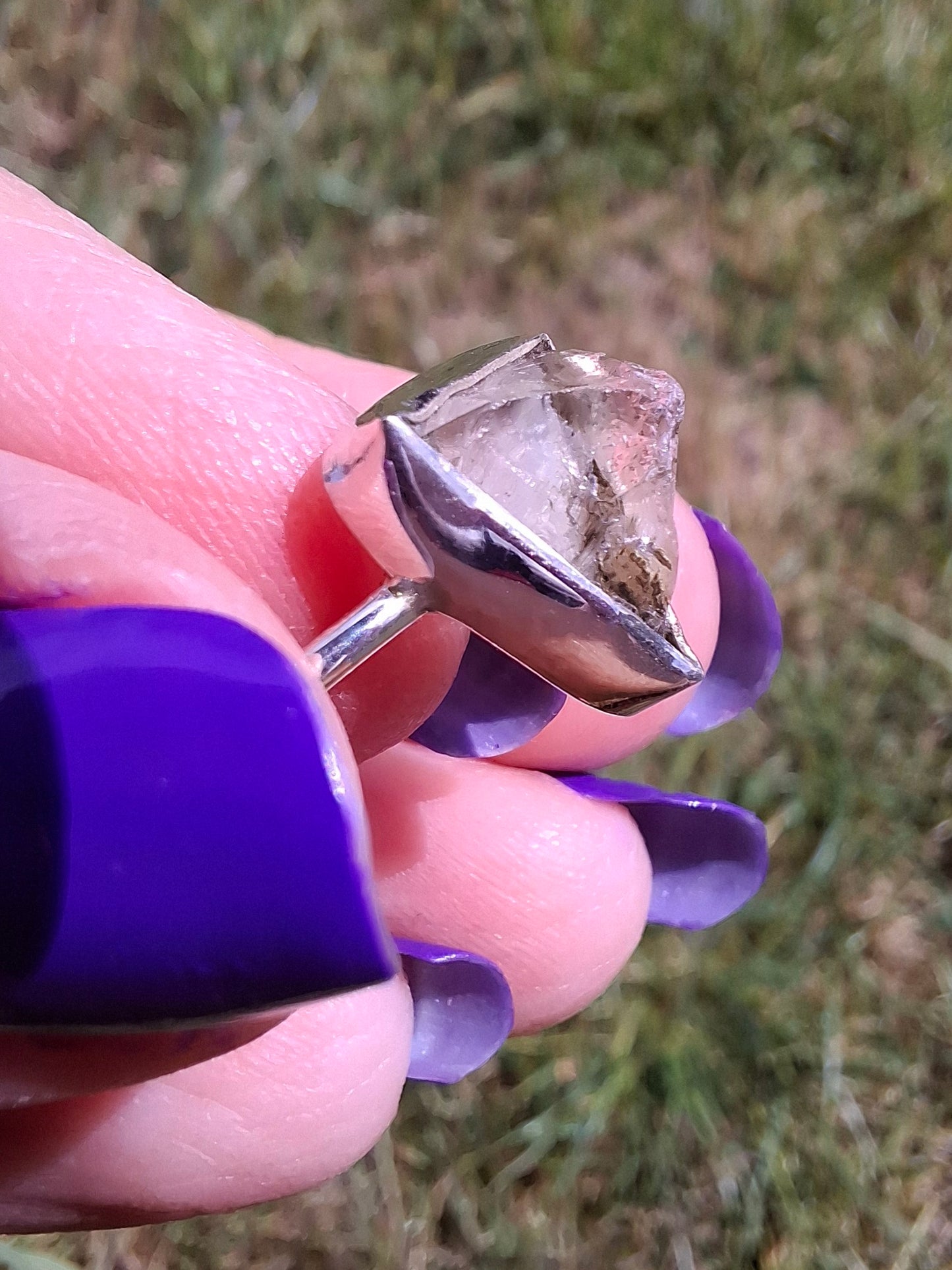 Libyan Desert Glass Ring, size large J/small K, 925 Silver, Tektite (Ref: LR11)