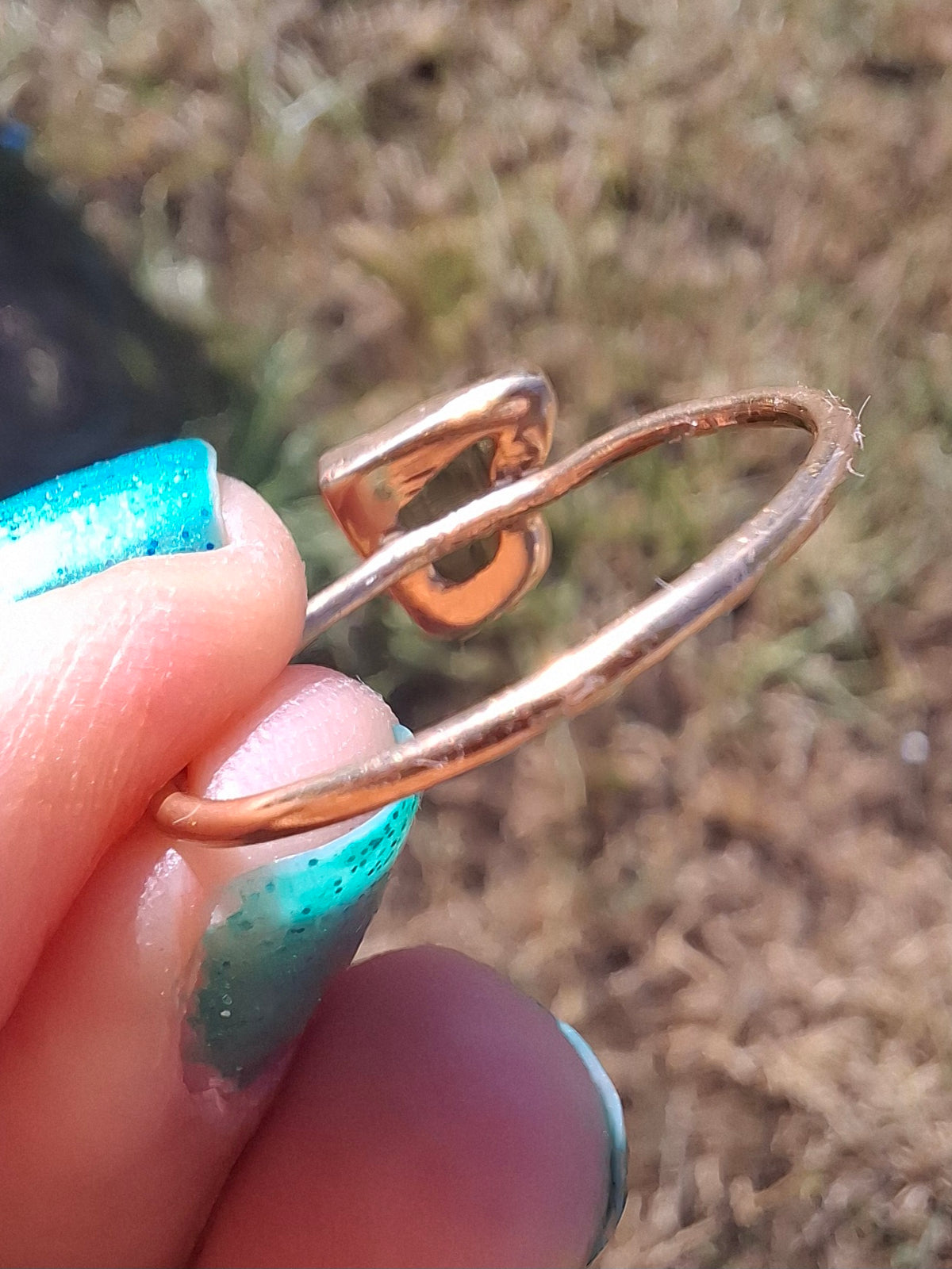 Moldavite Ring, 14K GOLD Plated, size large U, Tektite (Ref: R351)