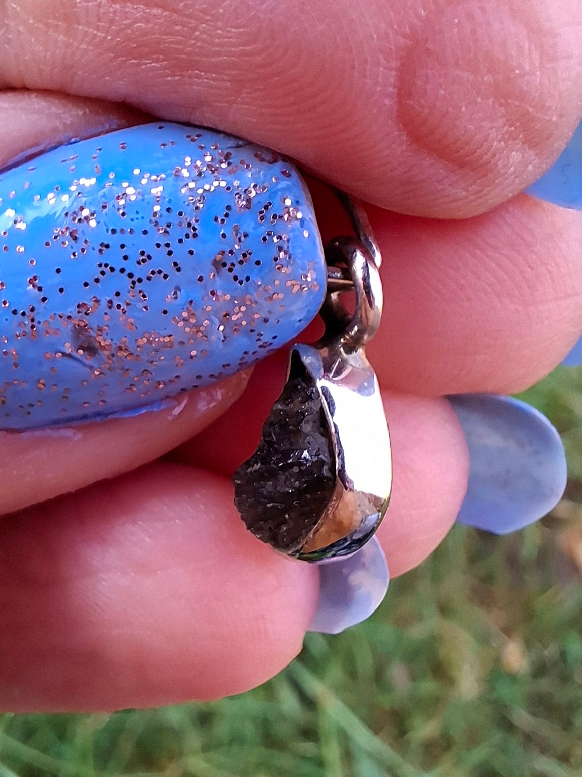 Moldavite Pendant, 925 Silver, Tektite (Ref: P35)