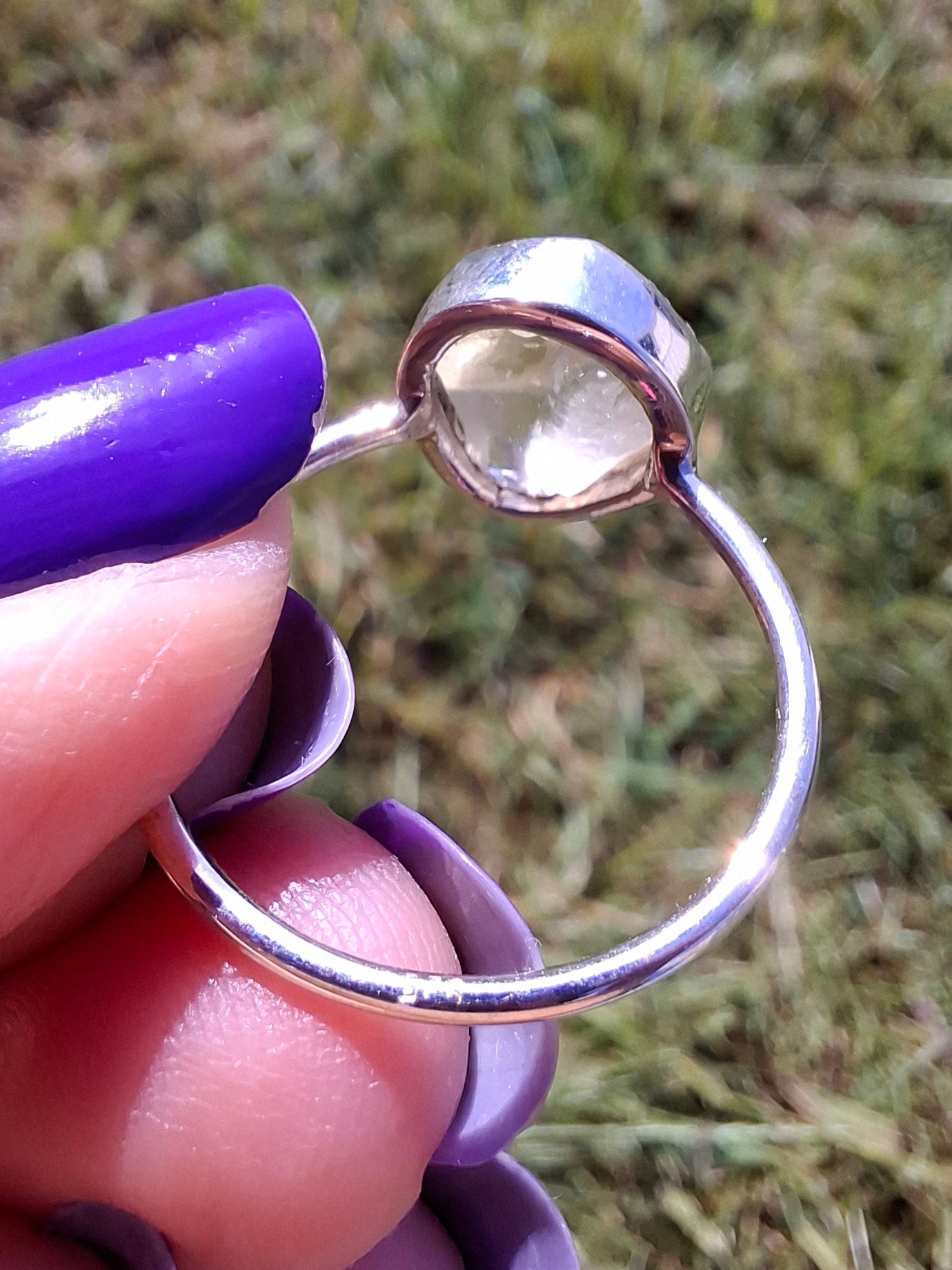 Libyan Desert Glass Ring, size large R/small S, 925 Silver, Tektite (Ref: LR42)