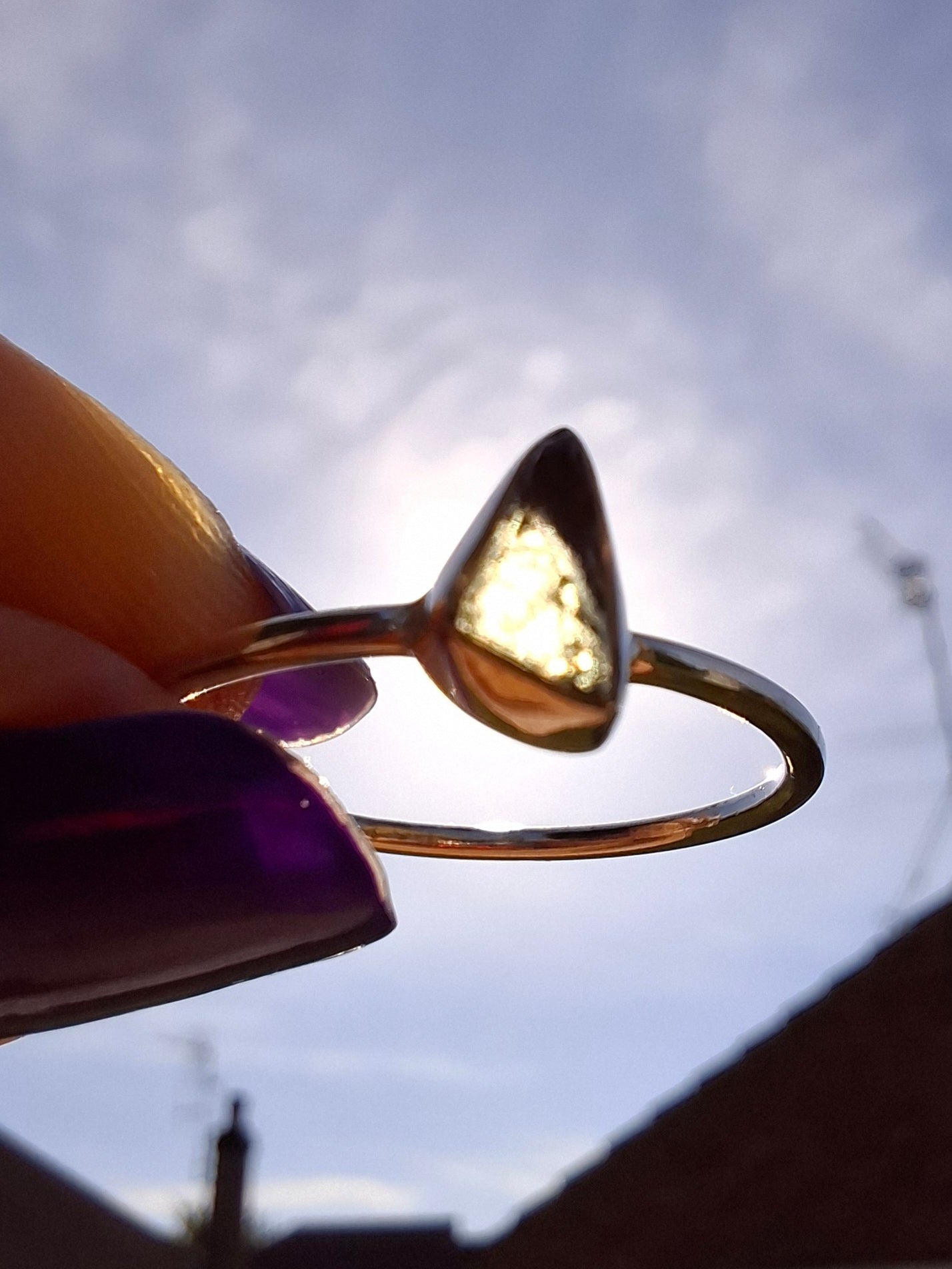 Moldavite Ring, size large R/small S, 925 Silver, Tektite (Ref: R55)