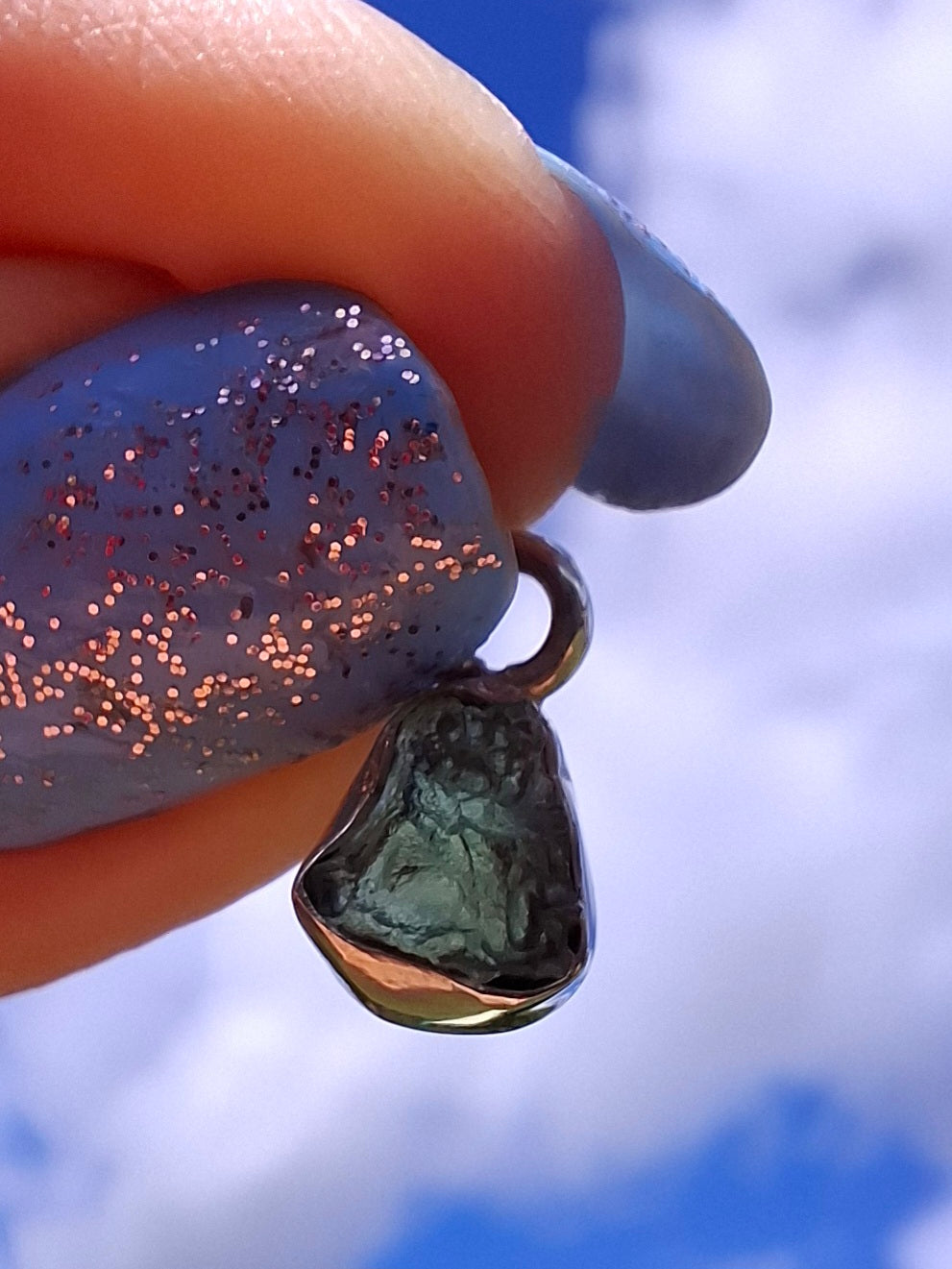 Moldavite Pendant, 925 Silver, Tektite (Ref: P66)
