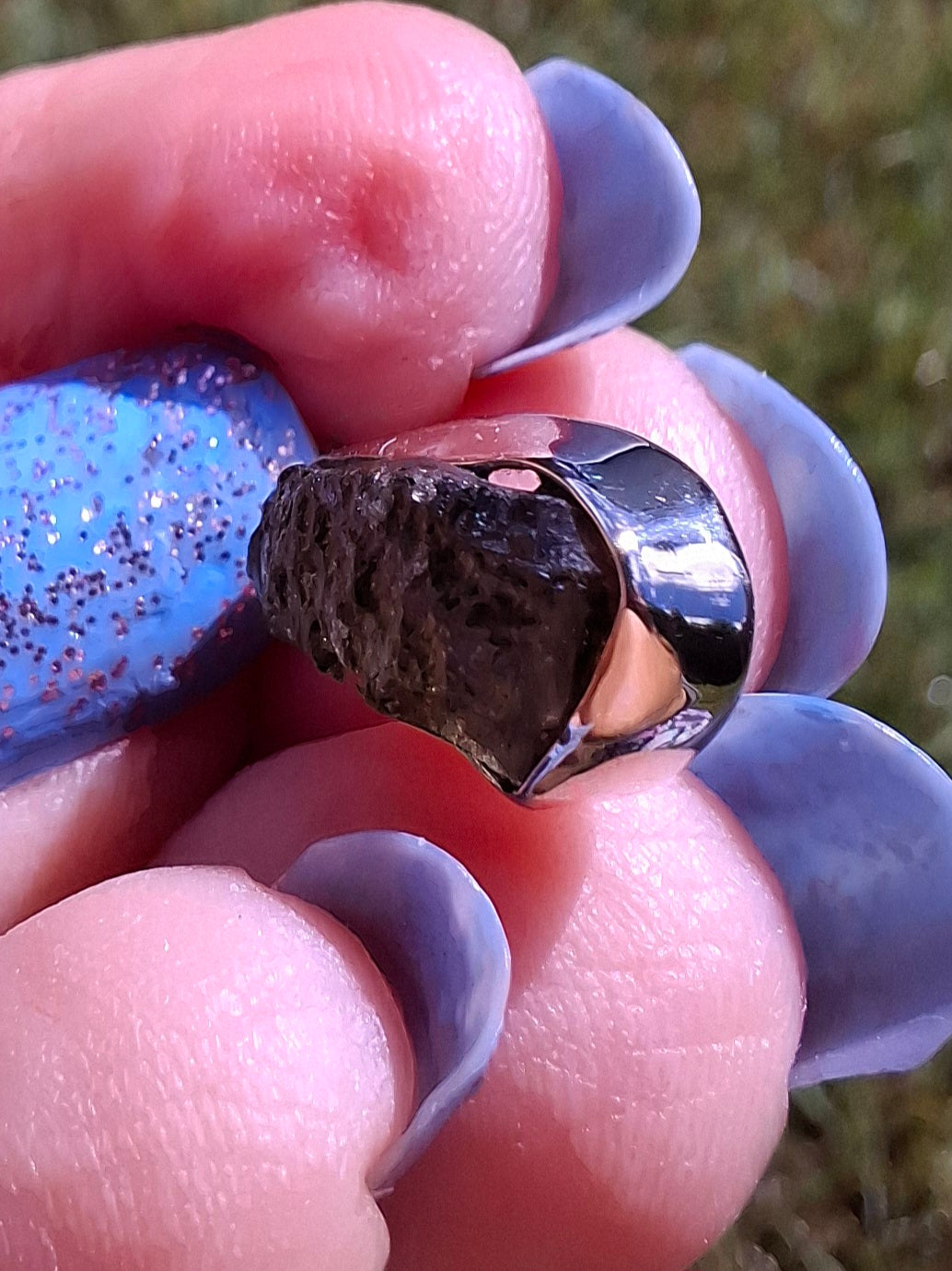 Moldavite Pendant, 925 Silver, Tektite (Ref: P79)