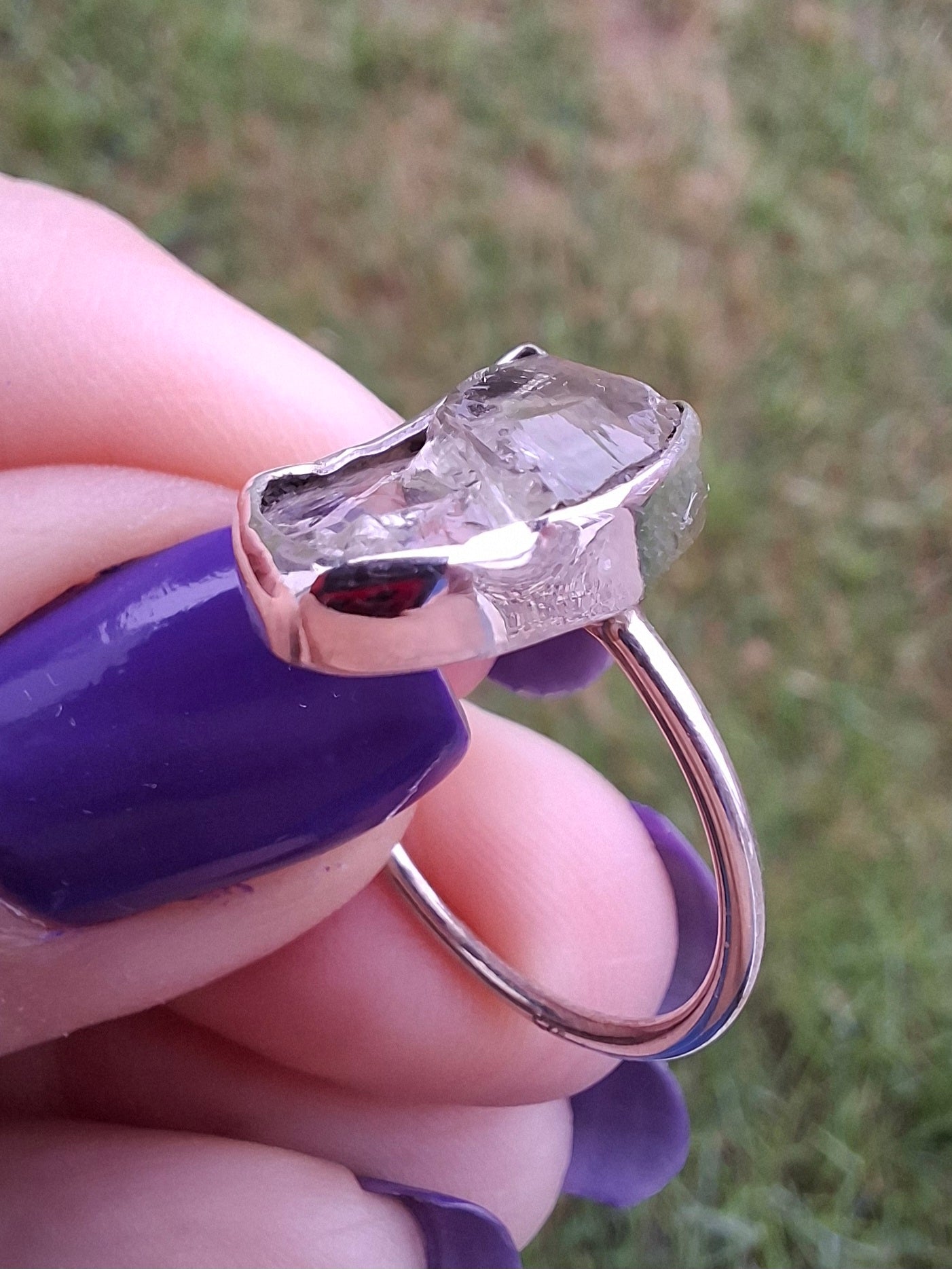 Libyan Desert Glass Ring, size large P, 925 Silver, Tektite (Ref: LR29)