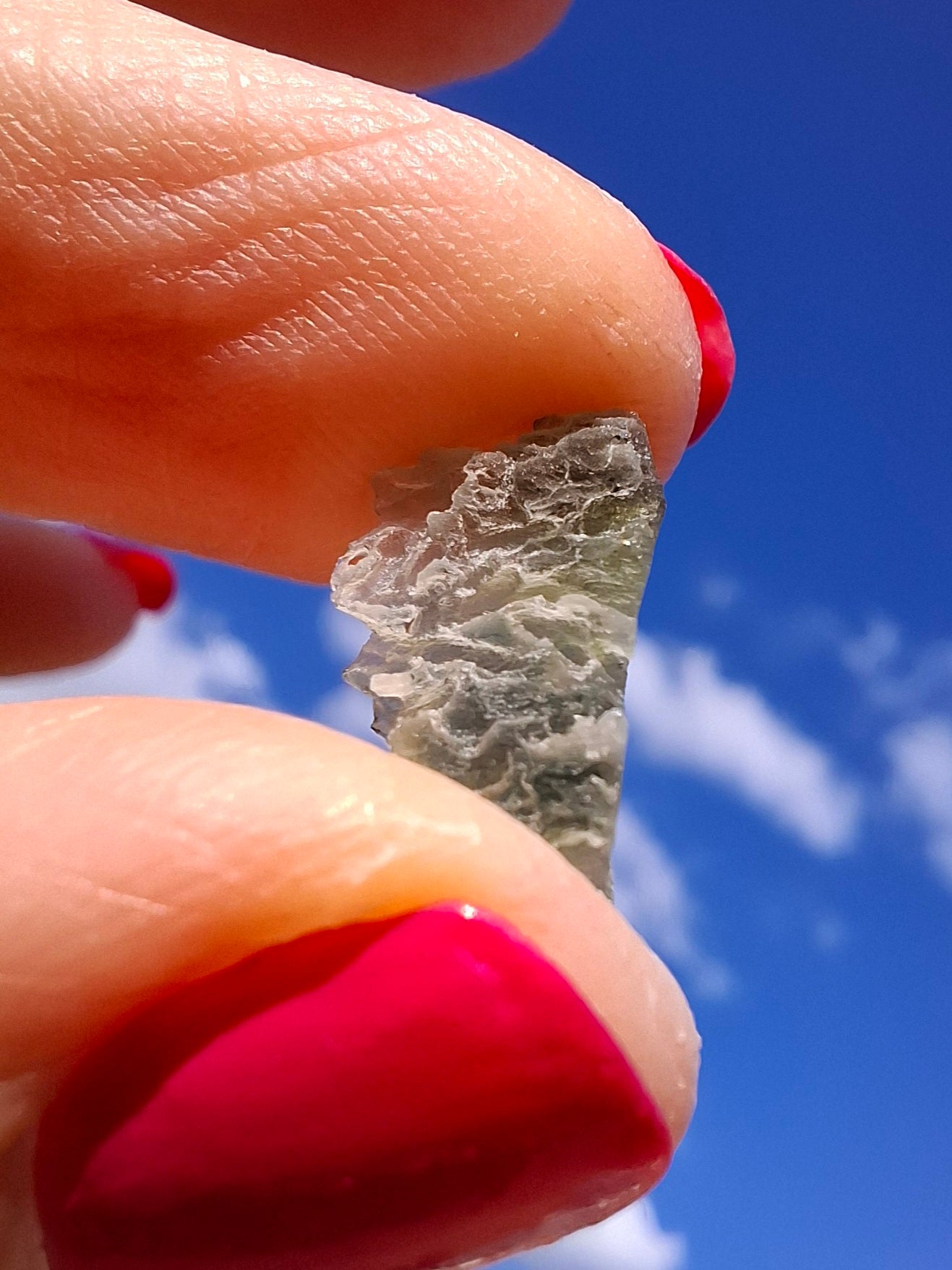 Moldavite Piece, SNOWFLAKE, FROSTED, BRUSNA, 0.44g, Tektite (Ref: 1497)