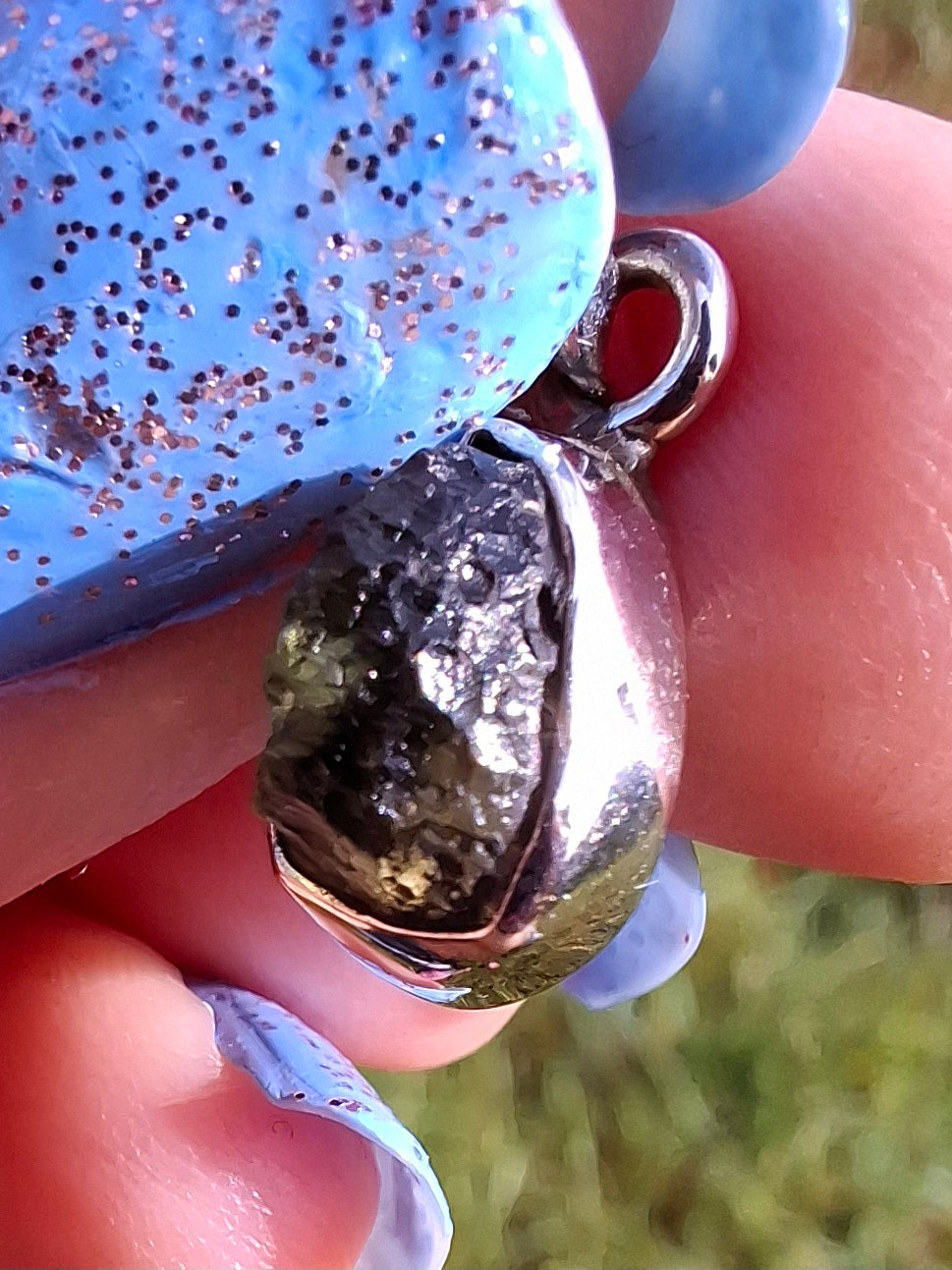 Moldavite Pendant, 925 Silver, Tektite (Ref: P51)