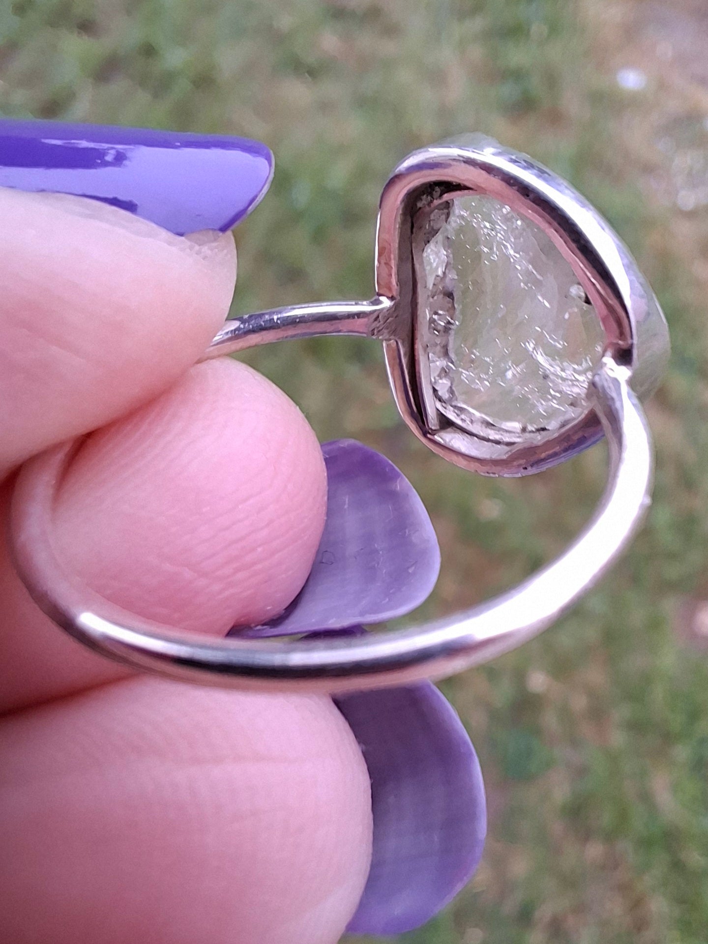 Libyan Desert Glass Ring, size large P, 925 Silver, Tektite (Ref: LR28)