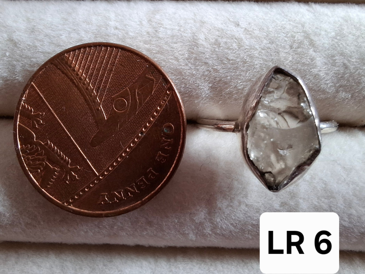 Libyan Desert Glass Ring, size J, 925 Silver, Tektite (Ref: LR6)