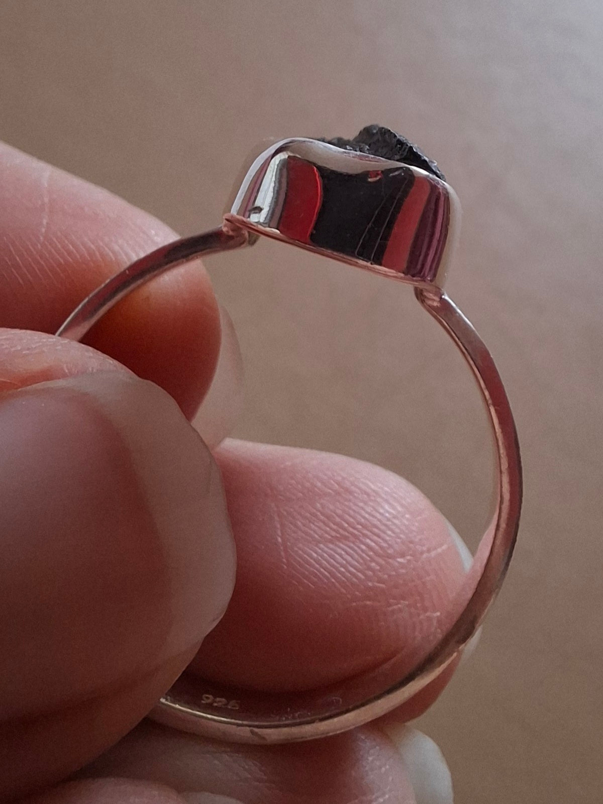 Moldavite Ring, size large Y/small Z, 925 Silver, Tektite (Ref: R332)