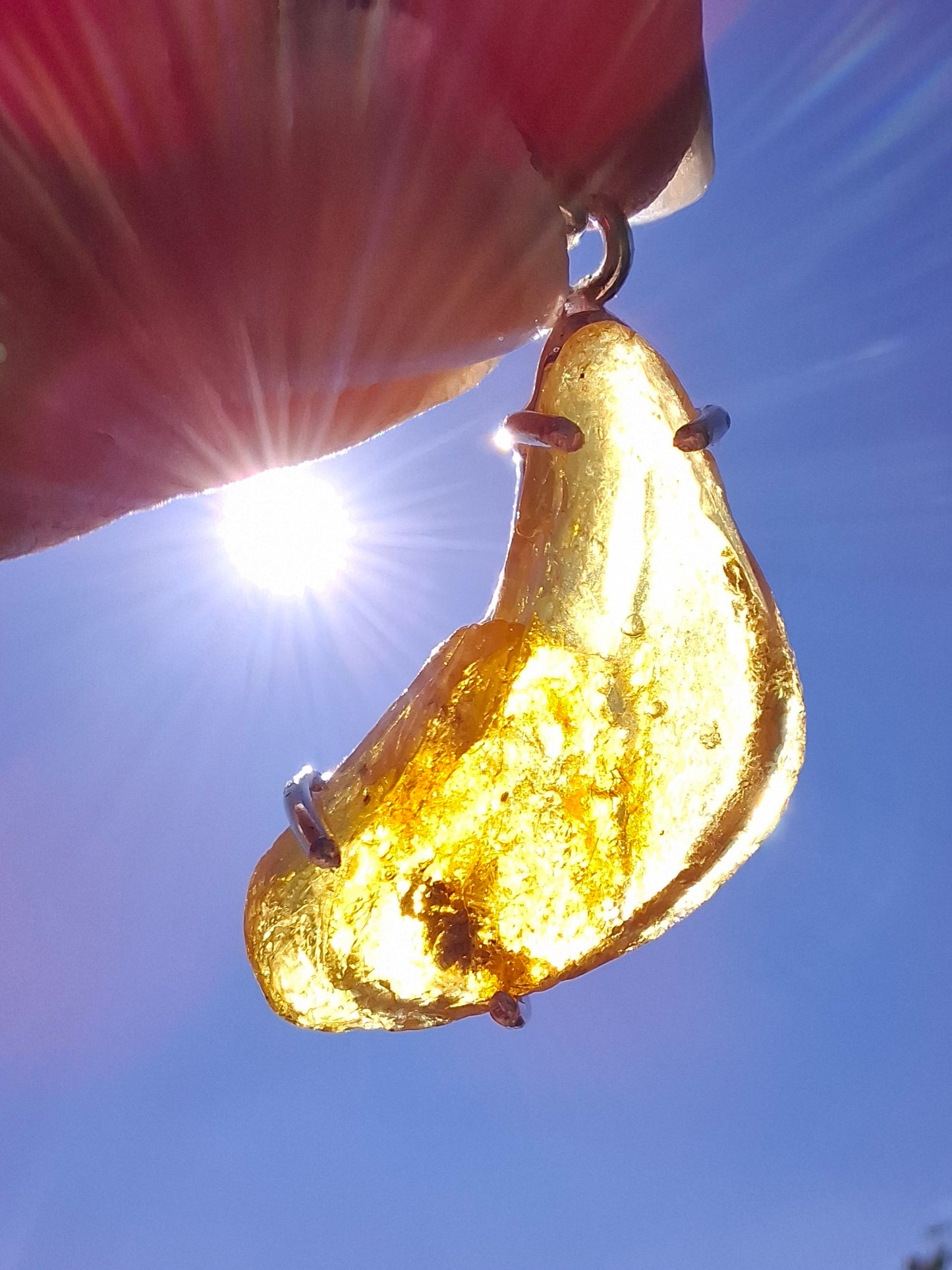 Baltic Amber Pendant, 925 Silver, Fossil (Ref: Ap1)