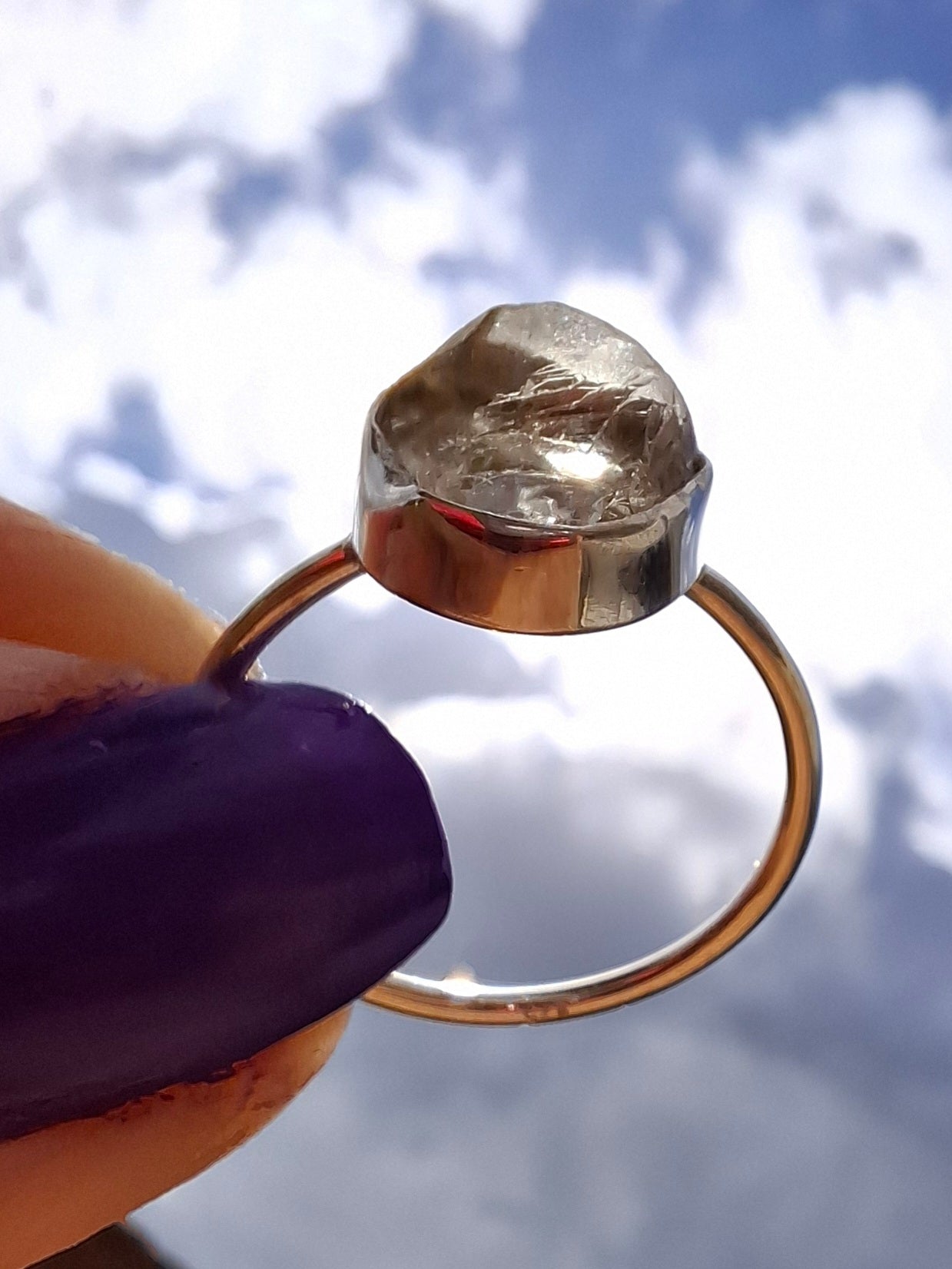 Libyan Desert Glass Ring, size large R/small S, 925 Silver, Tektite (Ref: LR42)