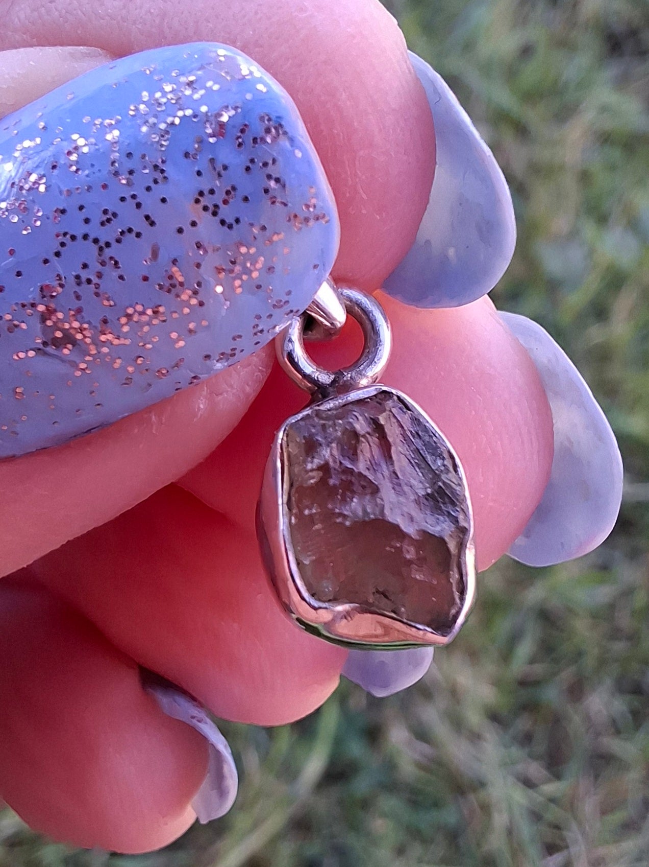 Moldavite Pendant, 925 Silver, Tektite (Ref: P86)