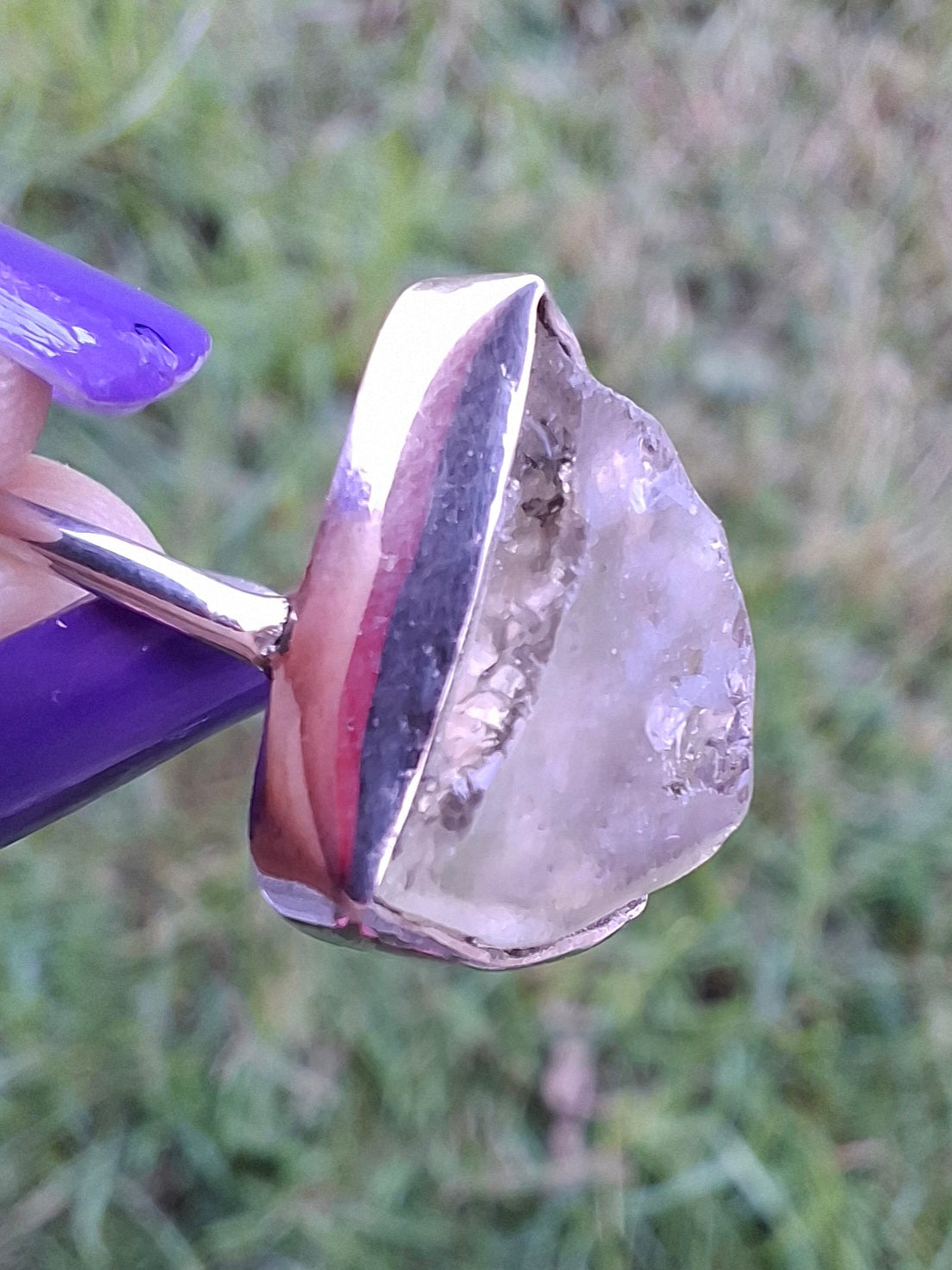 Libyan Desert Glass Ring, size large O, 925 Silver, Tektite (Ref: LR37)