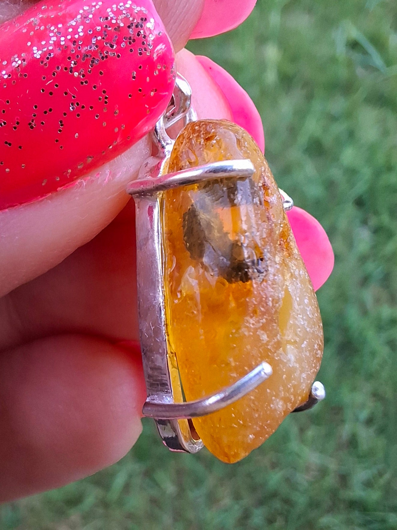 Baltic Amber Pendant, 925 Silver, Fossil (Ref: AP4)