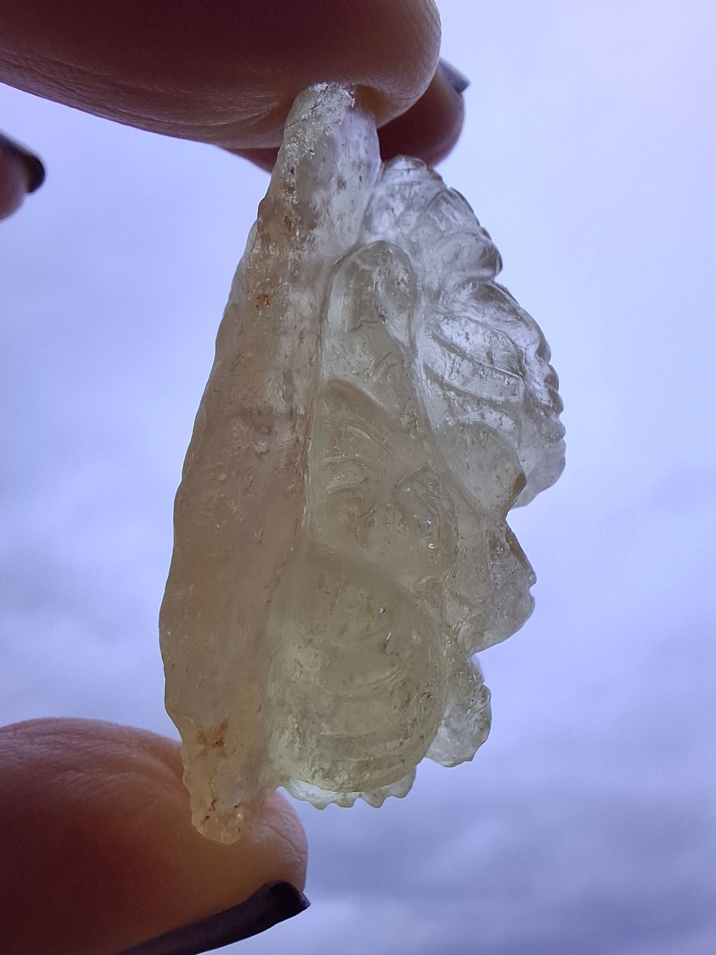 Libyan Desert Glass GANESHA carving, 18.39g, Tektite (Ref: Ganesha3)
