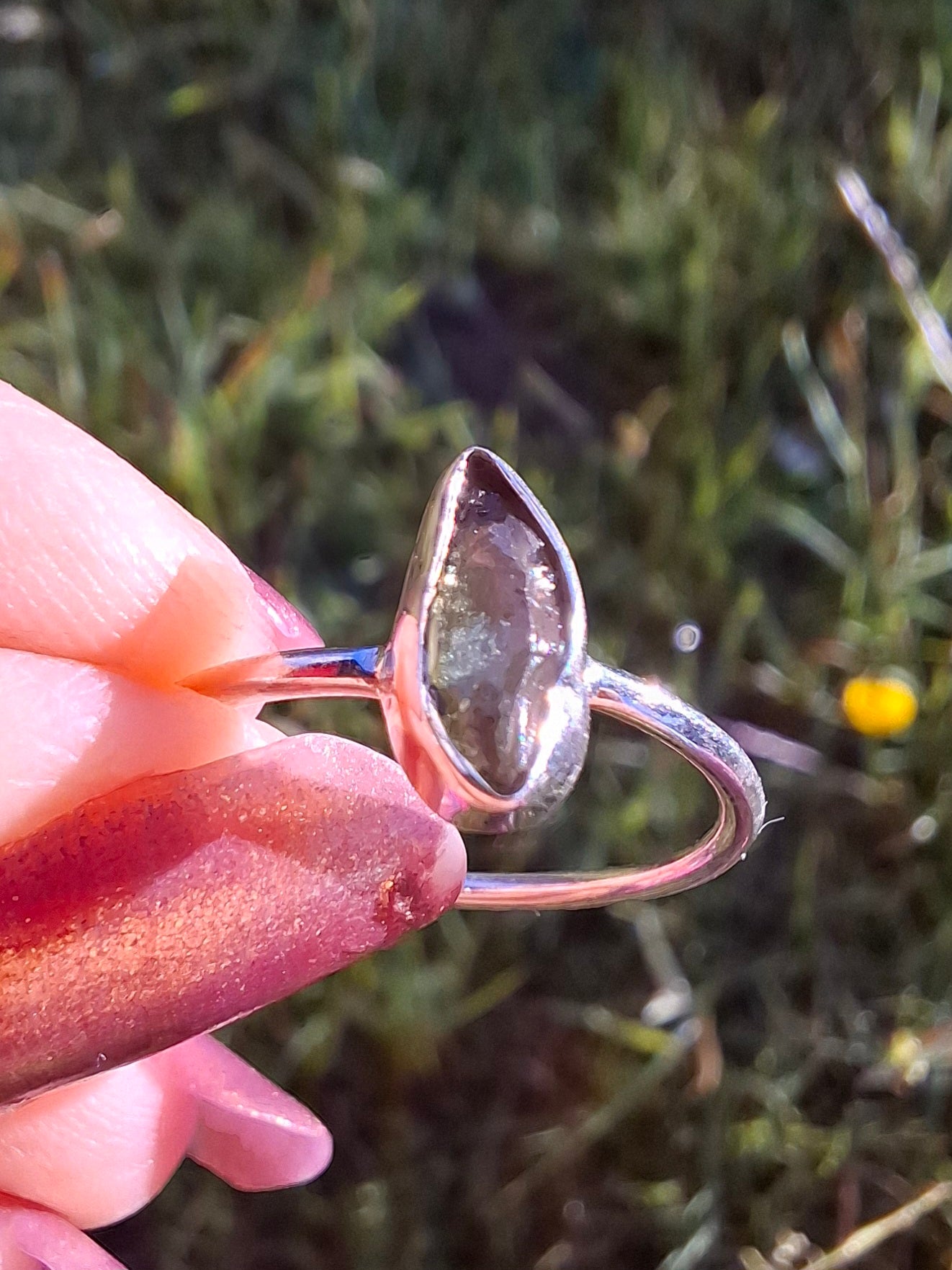 Moldavite Ring, size large M/small N, 925 Silver, Tektite (Ref: R39)