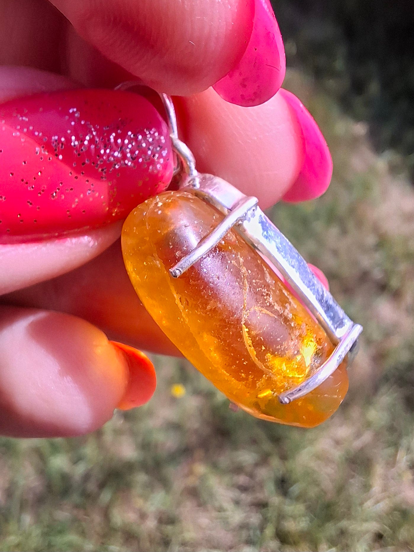 Baltic Amber Pendant, 925 Silver, Fossil (Ref: AP13)