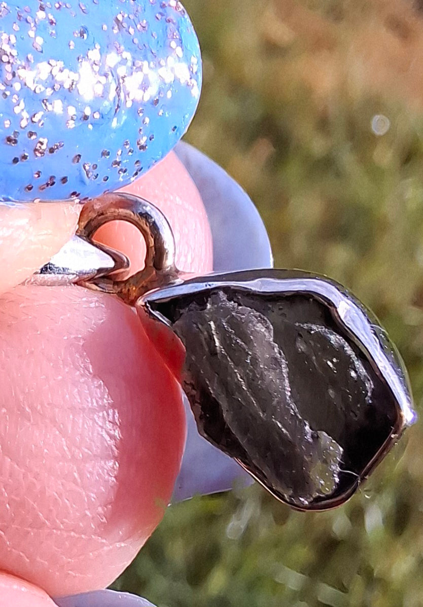 Moldavite Pendant, 925 Silver, Tektite (Ref: P47)