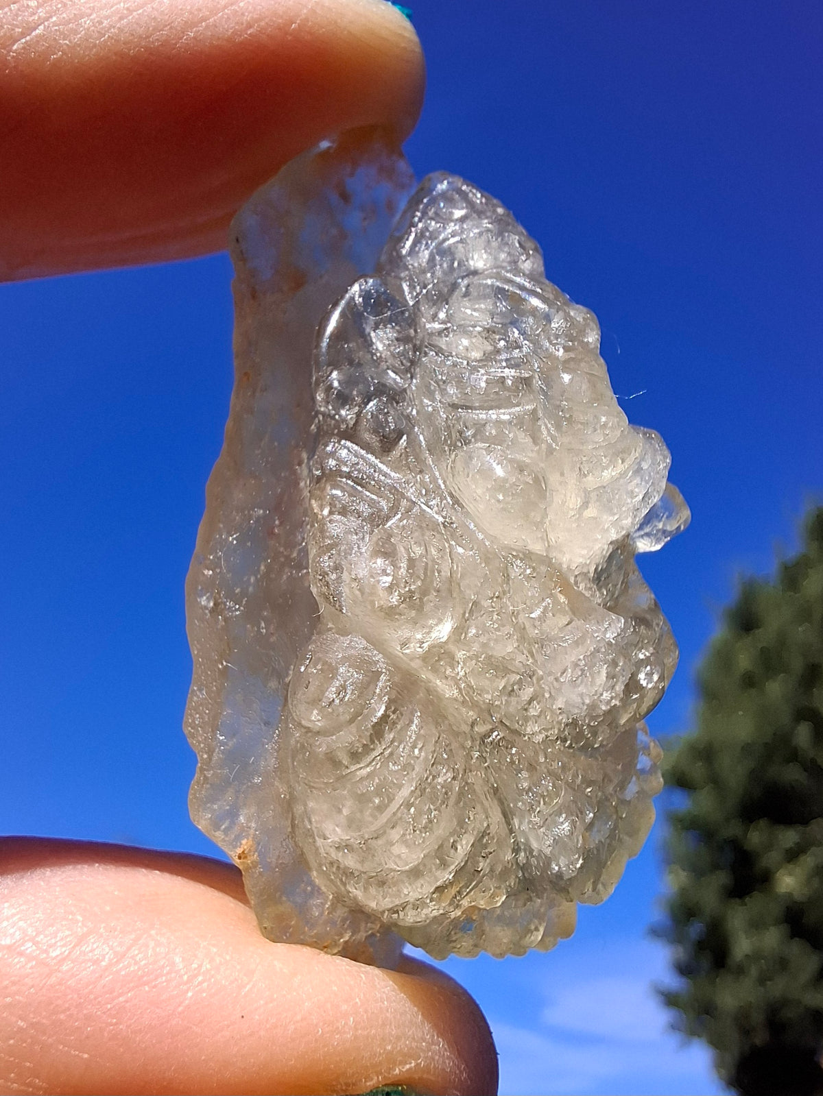 Libyan Desert Glass GANESHA carving, 18.39g, Tektite (Ref: Ganesha3)