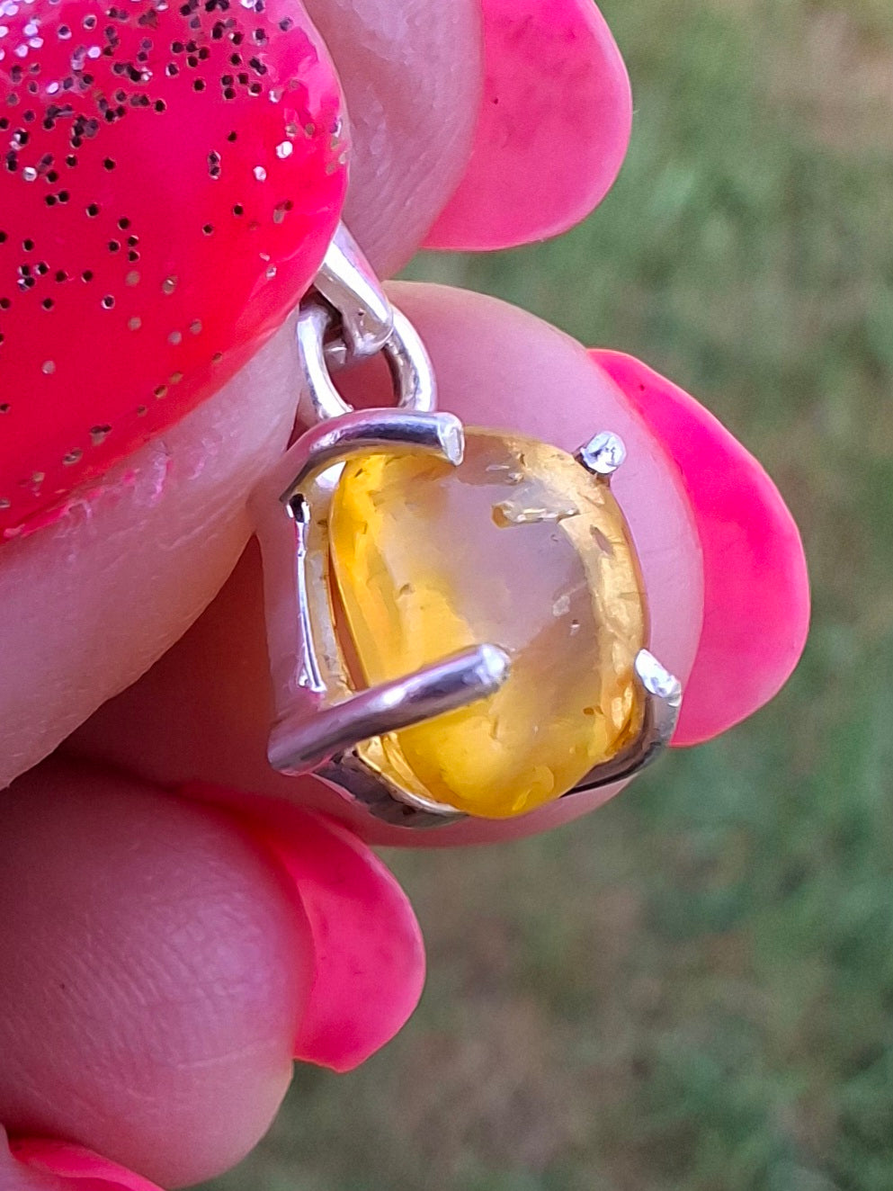 Baltic Amber Pendant, 925 Silver, Fossil (Ref: AP16)