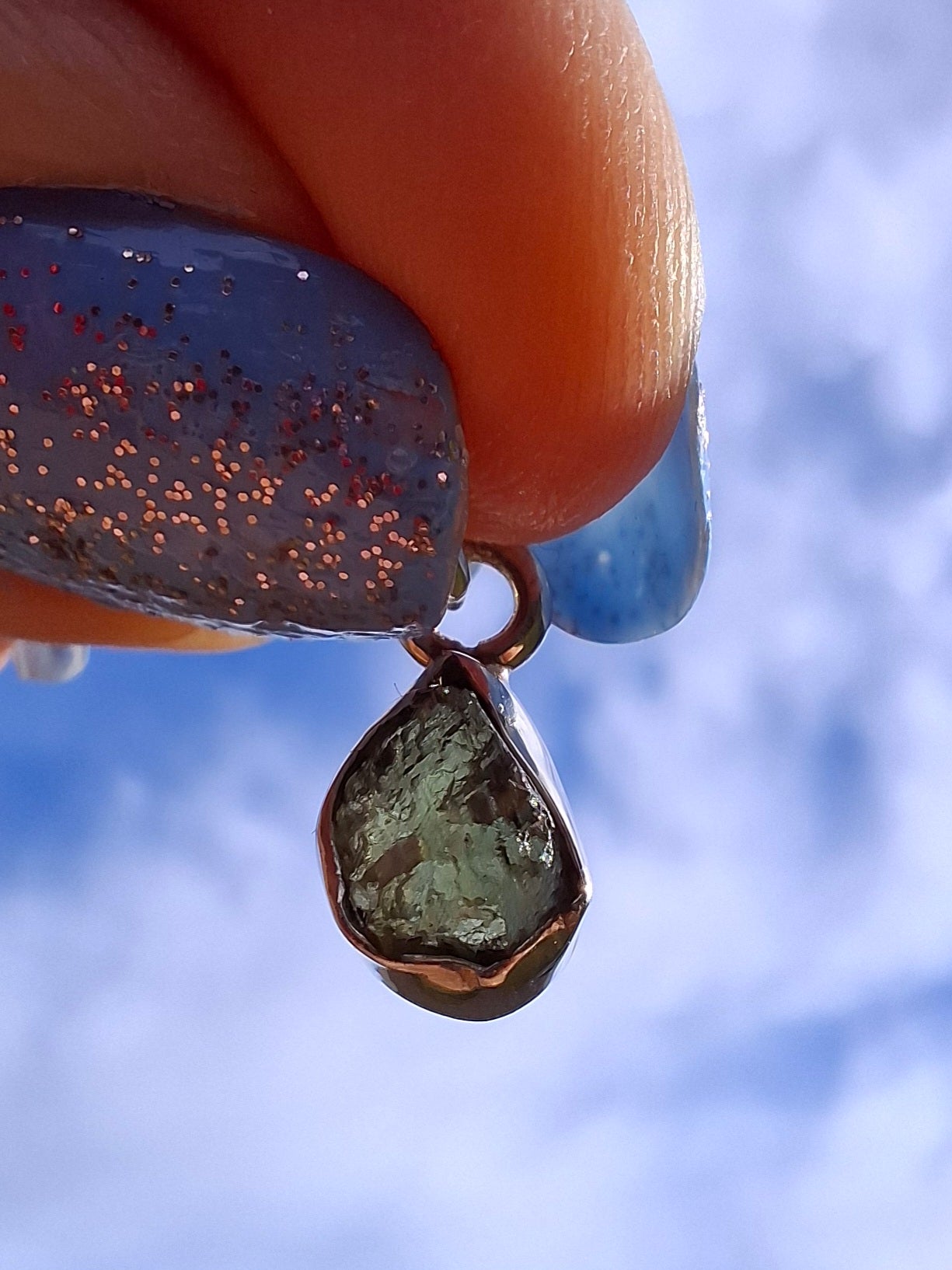 Moldavite Pendant, 925 Silver, Tektite (Ref: P62)