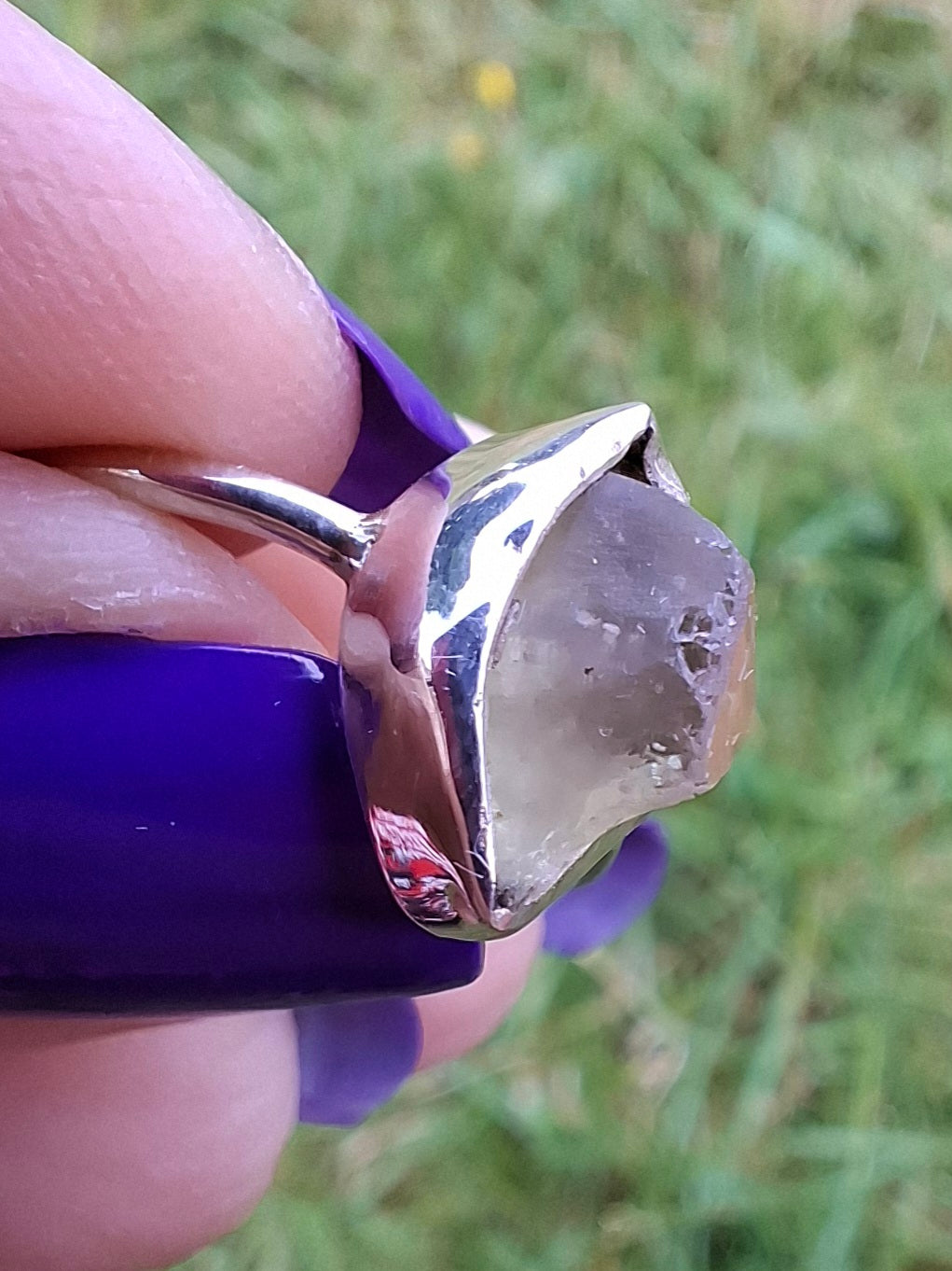 Libyan Desert Glass Ring, size large K/small L, 925 Silver, Tektite (Ref: LR17)