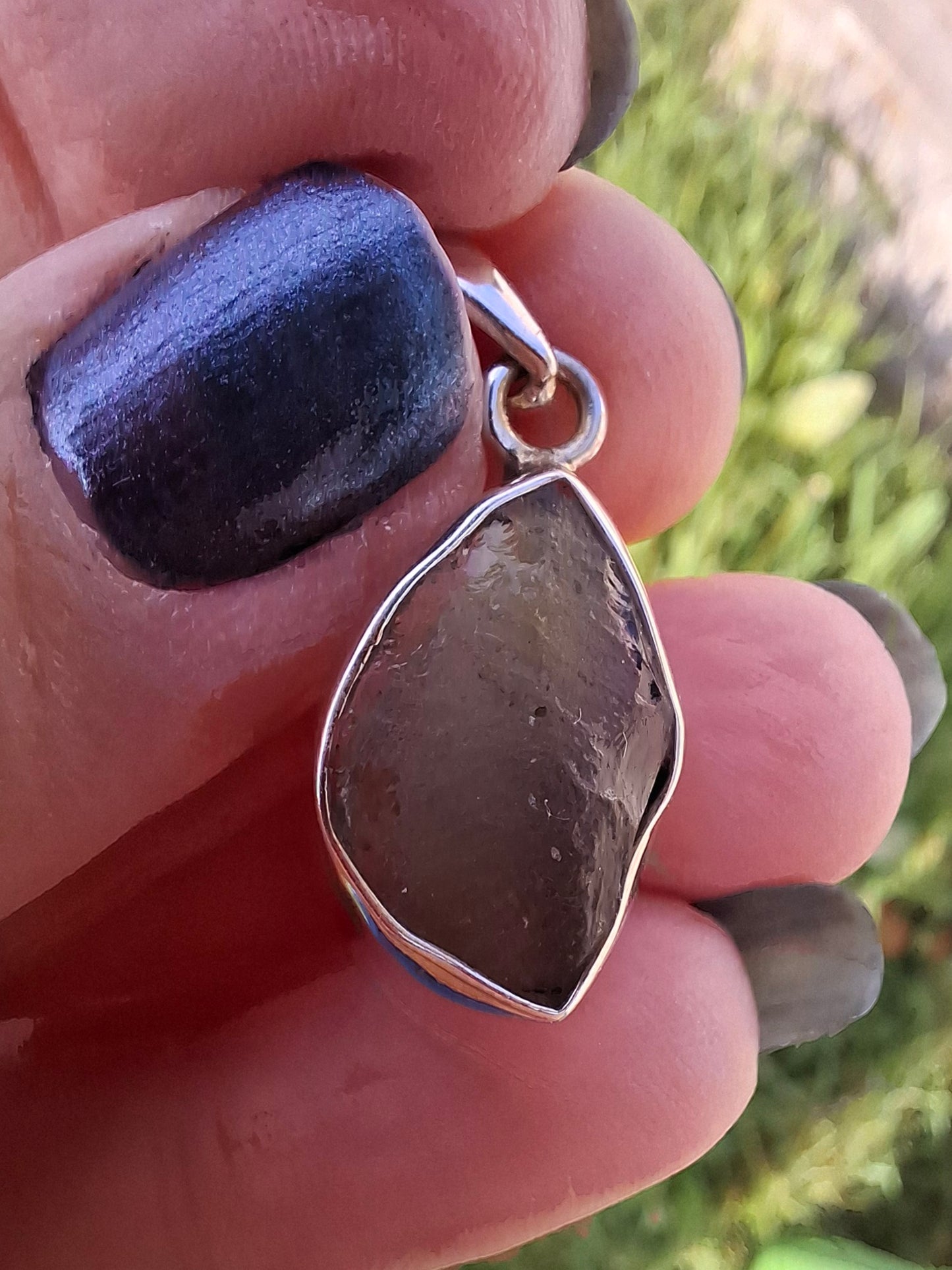 Moldavite Pendant, 925 Silver, Tektite (Ref: P10)