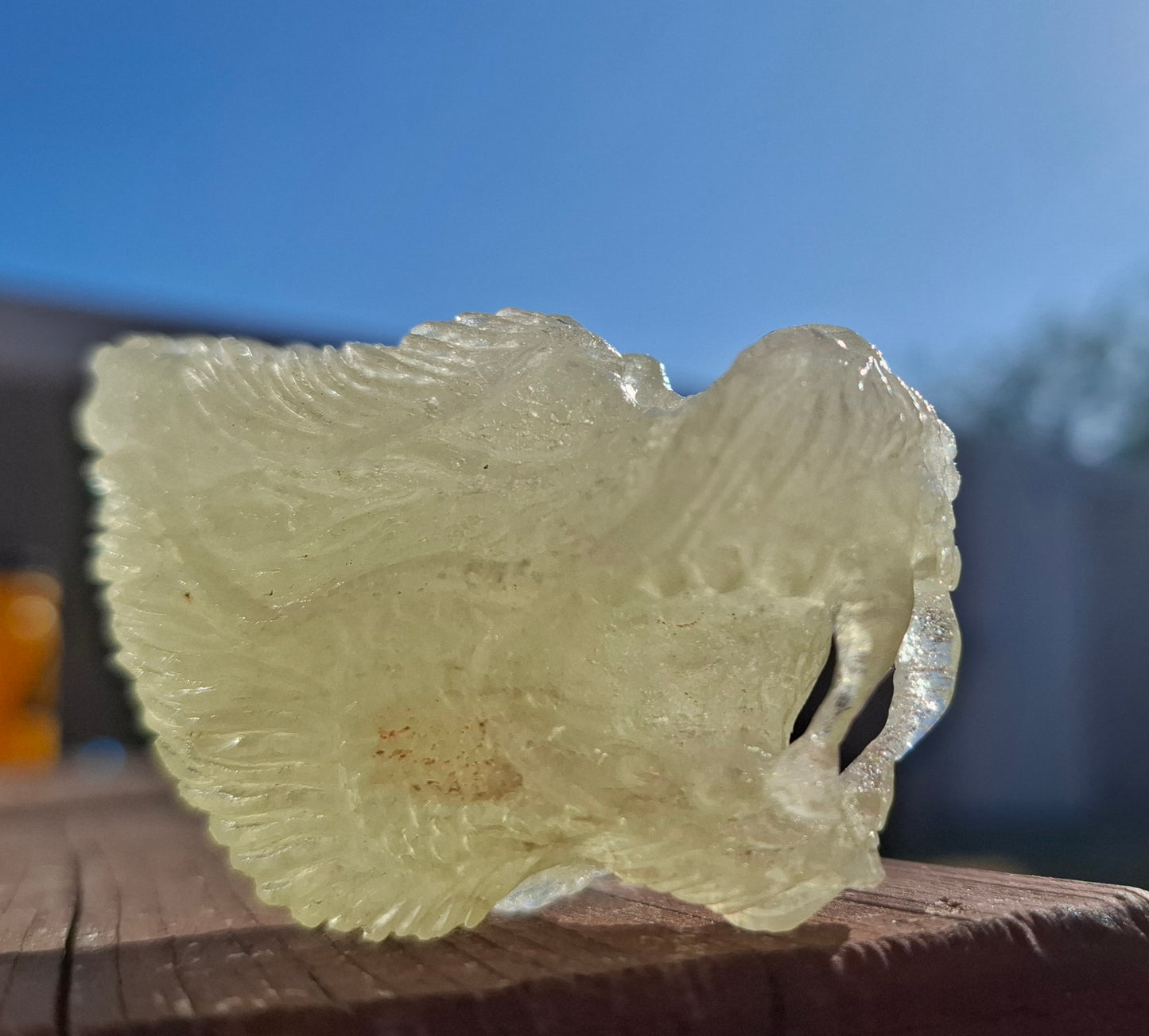 Libyan Desert Glass DRAGON HEAD Carving, 75.84g, Tektite (Ref: Dragon1)