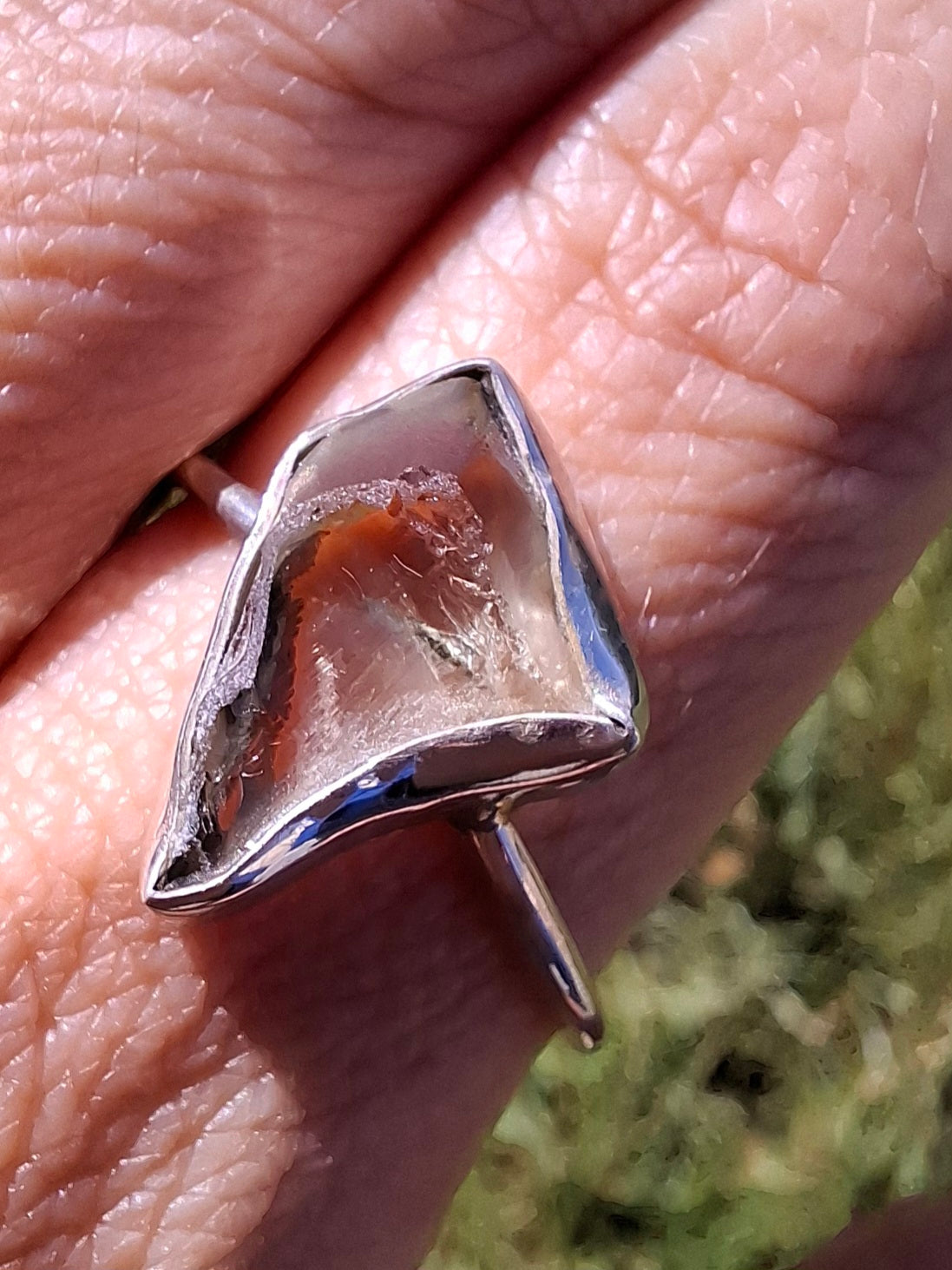 Libyan Desert Glass Ring, size large W, 925 Silver, Tektite (Ref: LR62)