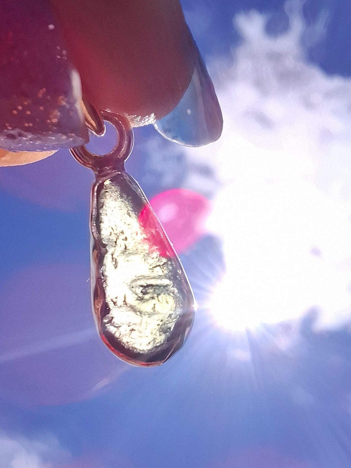 Moldavite Pendant, 925 Silver, Tektite (Ref: P73)