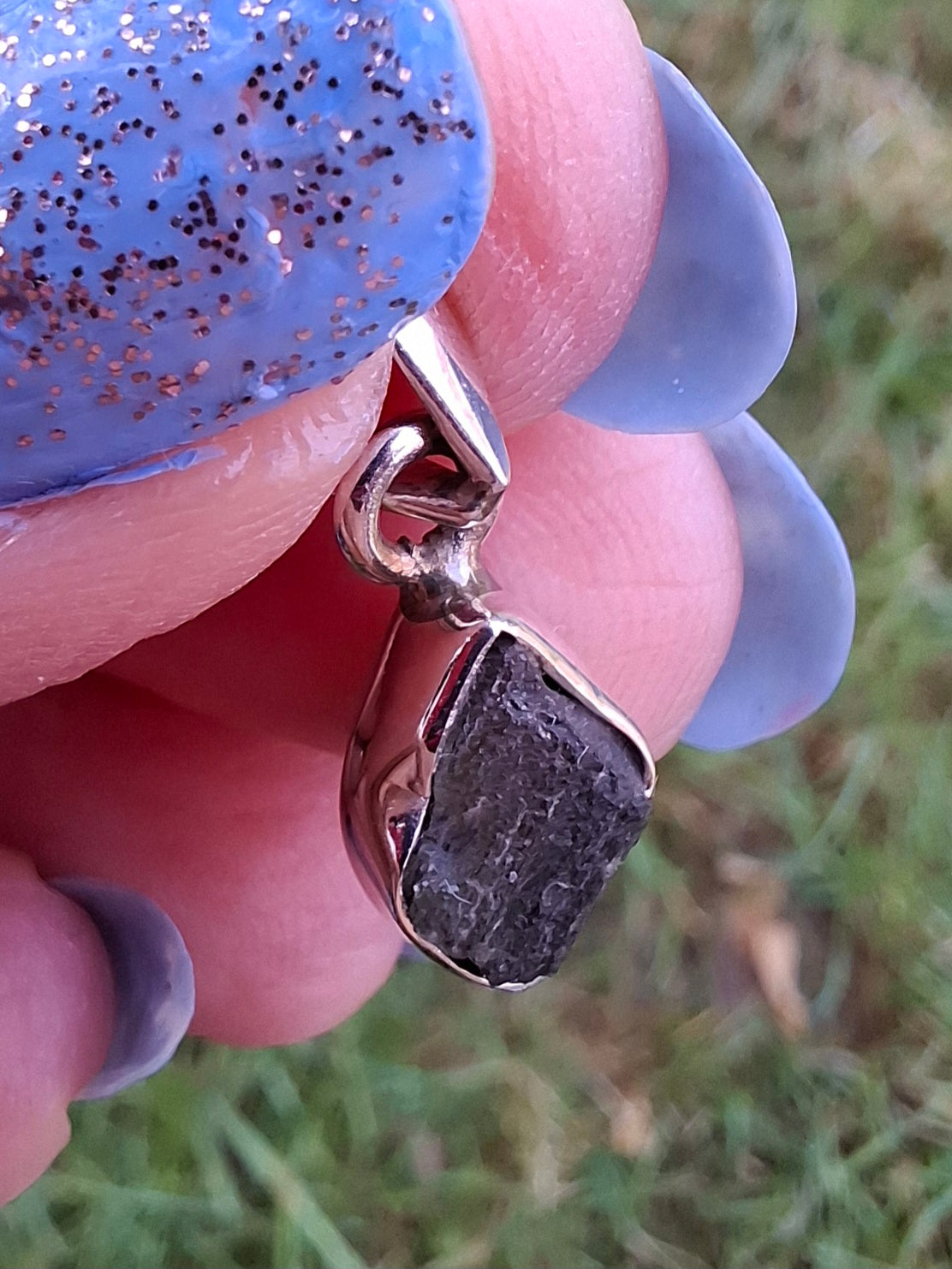Moldavite Pendant, 925 Silver, Tektite (Ref: P60)