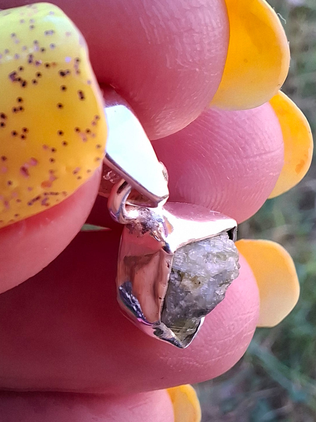 Green Tourmaline Pendant, 925 Silver, Crystal (Ref: GT1)