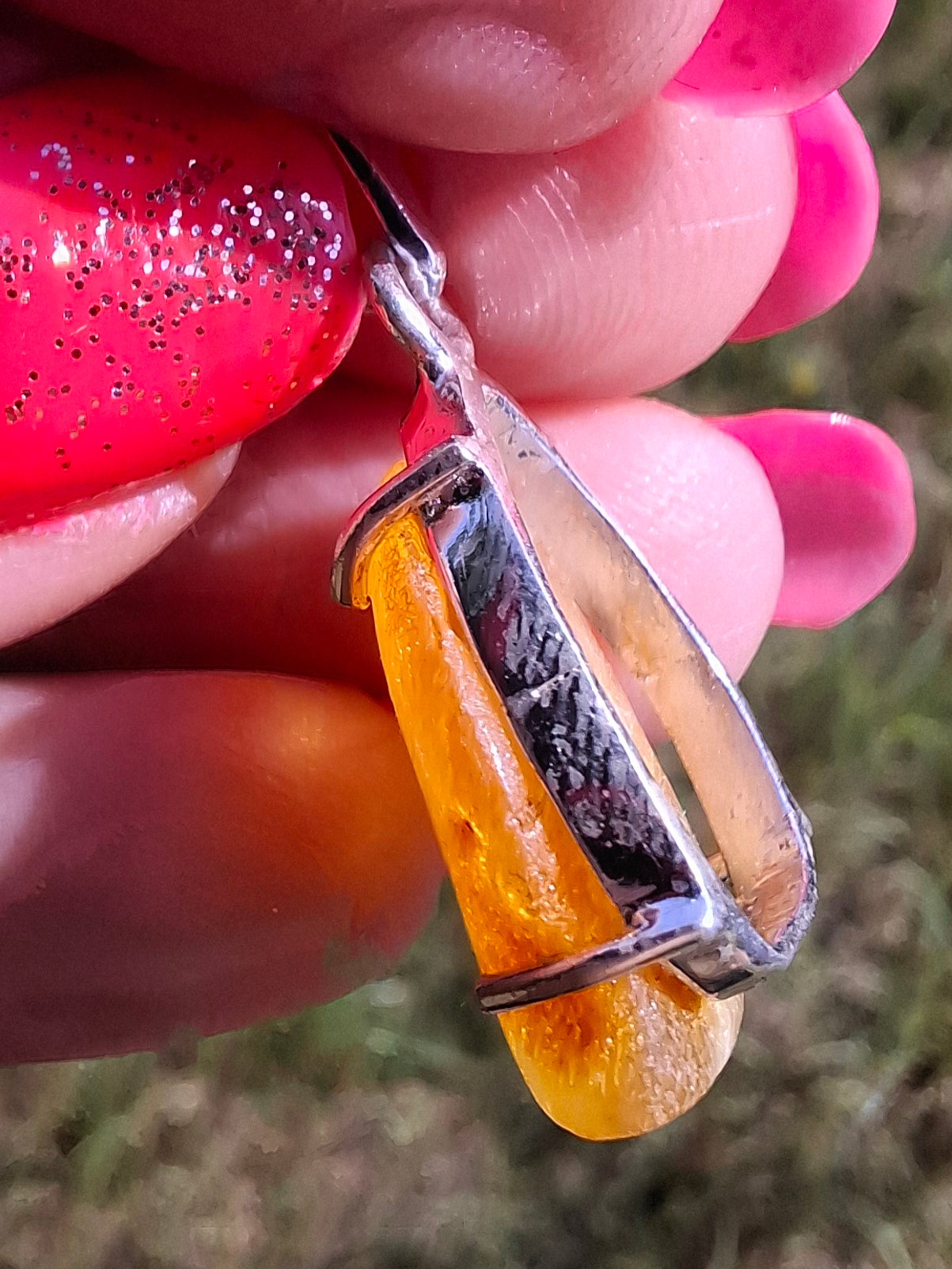 Baltic Amber Pendant, 925 Silver, Fossil (Ref: AP5)