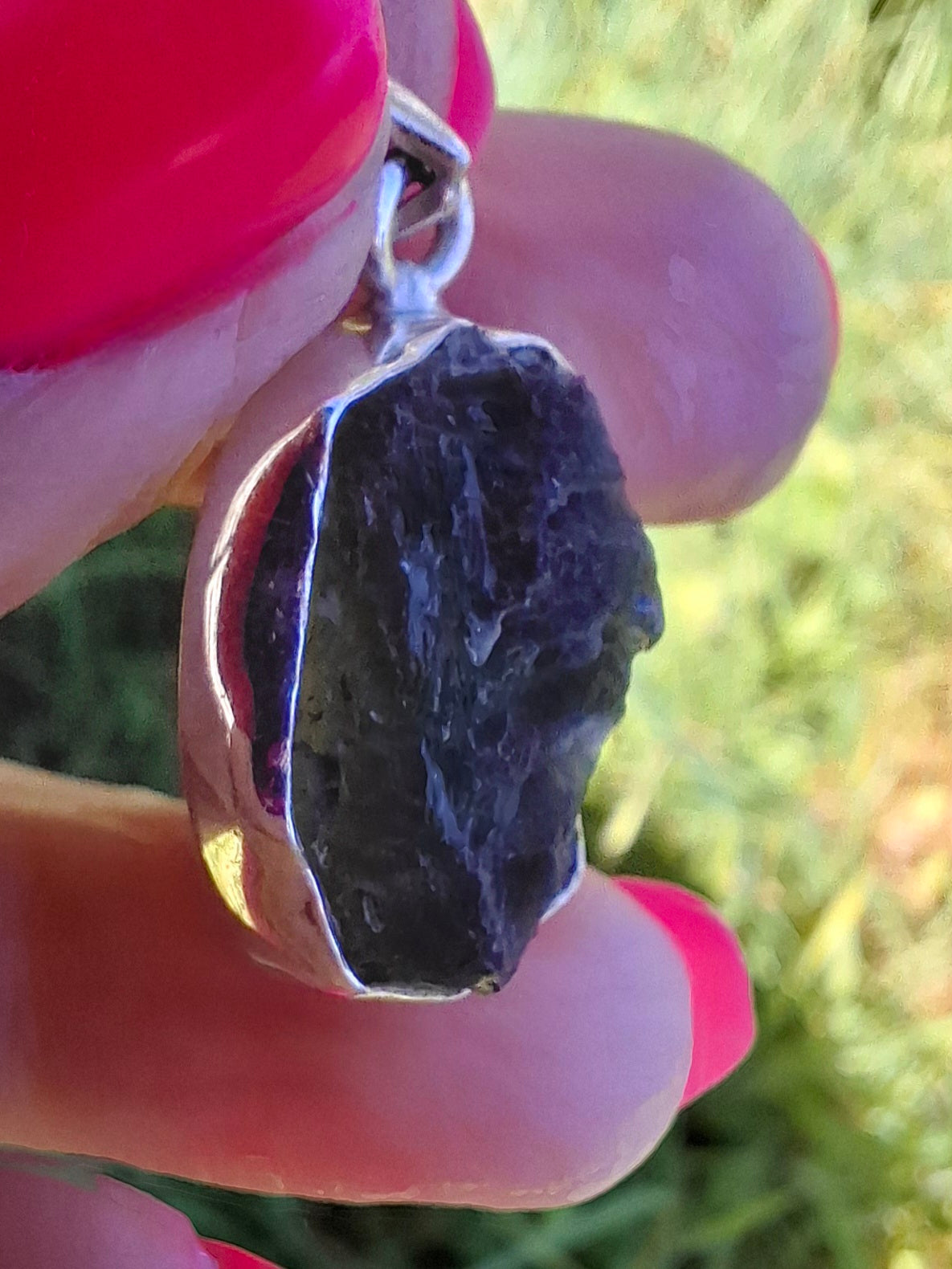 Moldavite Pendant, 925 Silver, Tektite (Ref: P433)