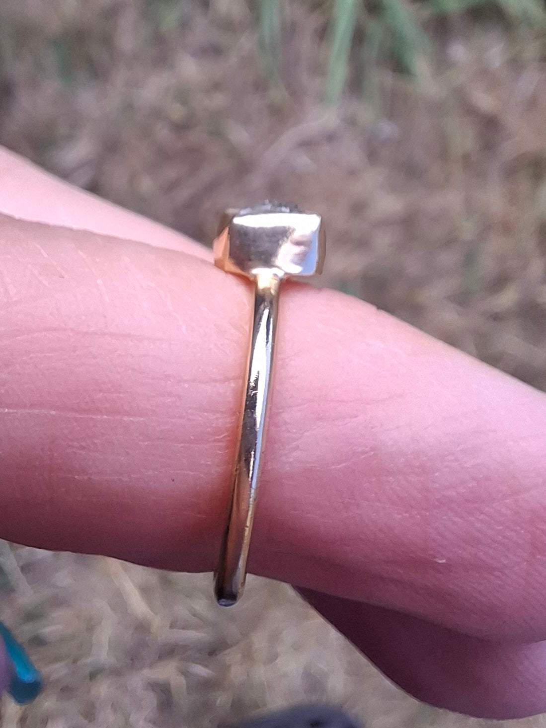 Moldavite Ring, 14K GOLD Plated, size small i, Tektite (Ref: R333)