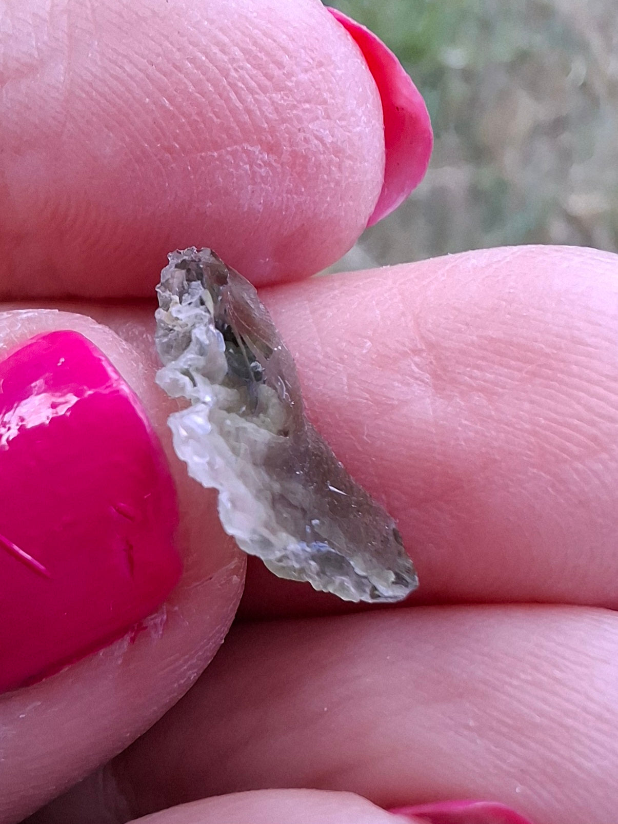 Moldavite Piece, SNOWFLAKE, FROSTED, BRUSNA, 0.44g, Tektite (Ref: 1497)
