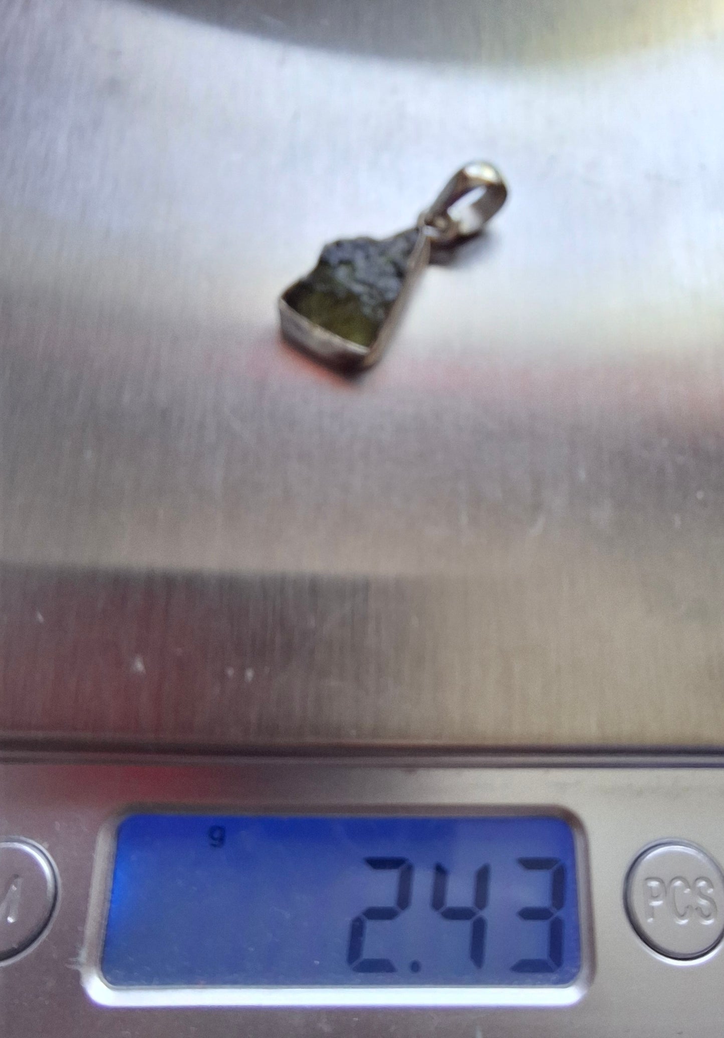 Moldavite Pendant, 925 Silver, Tektite (Ref: P12)