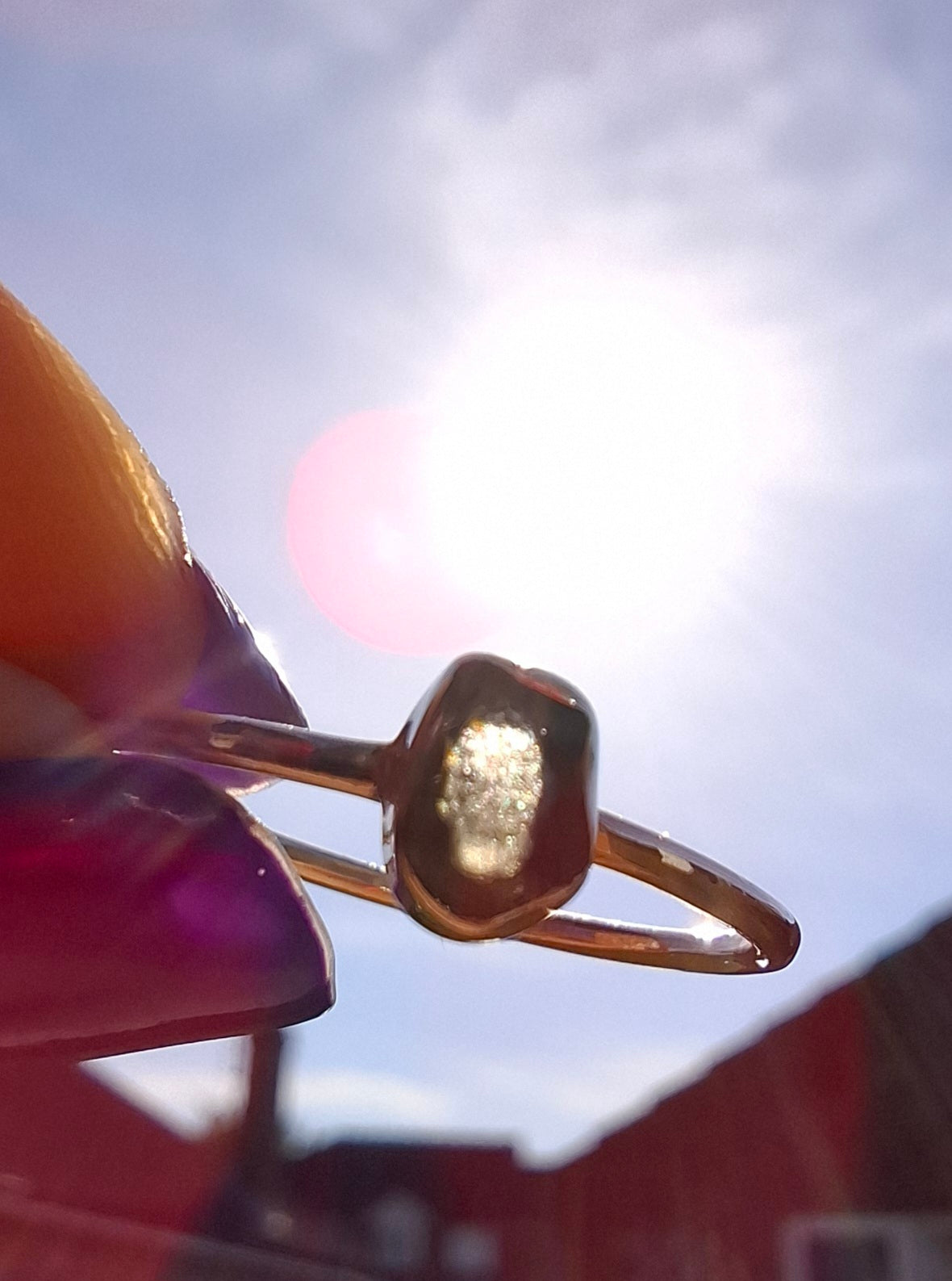 Moldavite Ring, size small R, 925 Silver, Tektite (Ref: R52)
