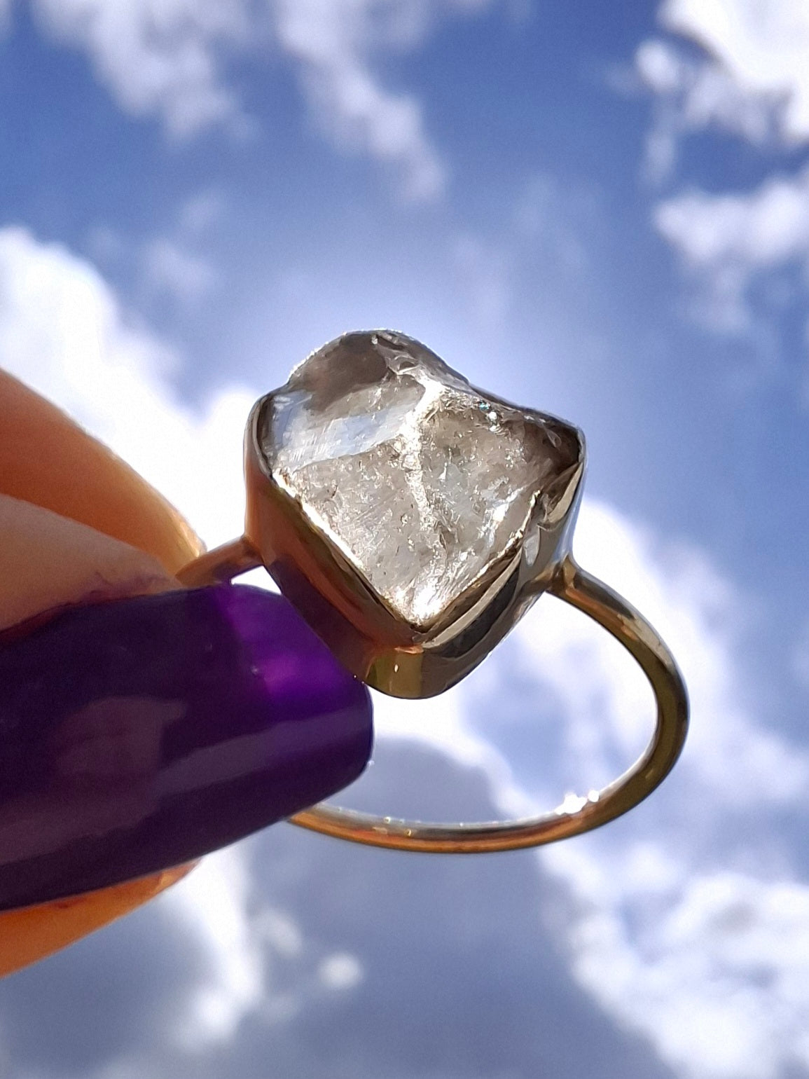 Libyan Desert Glass Ring, size large S, 925 Silver, Tektite (Ref: LR46)