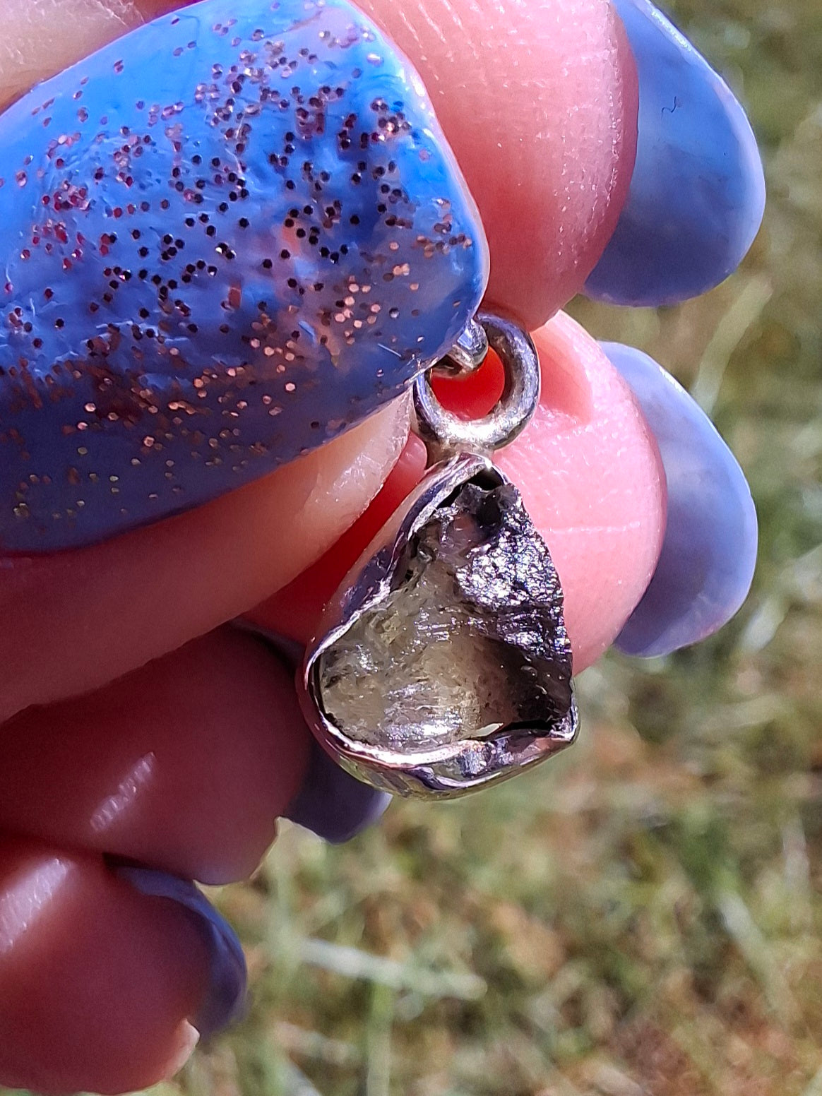 Moldavite Pendant, 925 Silver, Tektite (Ref: P68)